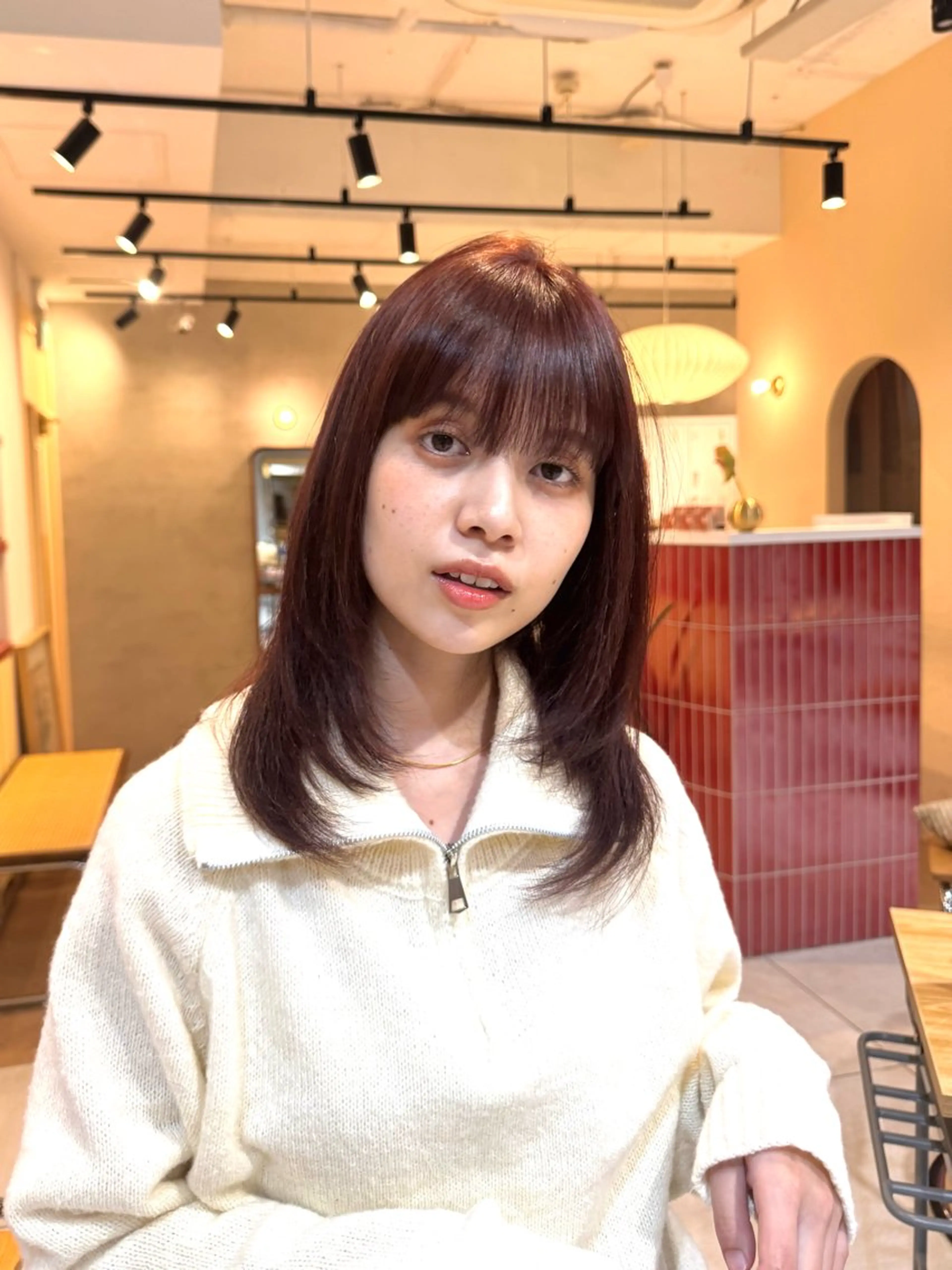 ミディアム カラー ヘアカラー 🫧髪質改善/Wカラ ー 暖色 🌸桜🌸のヘアスタイル