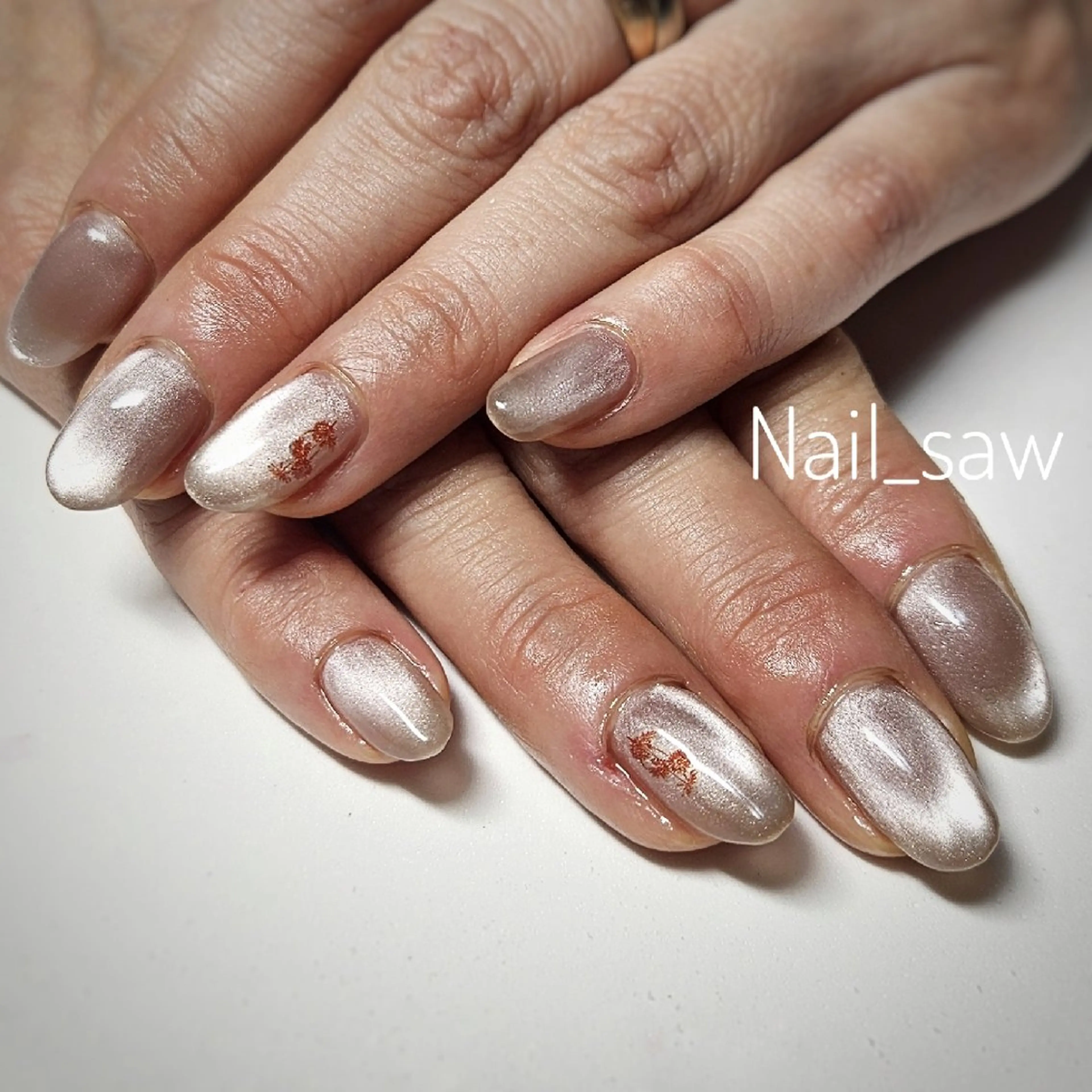 ネイル フラワーネイル マグネットネイル オフィスネイル ハンドネイル Y. Saoriのネイルデザイン