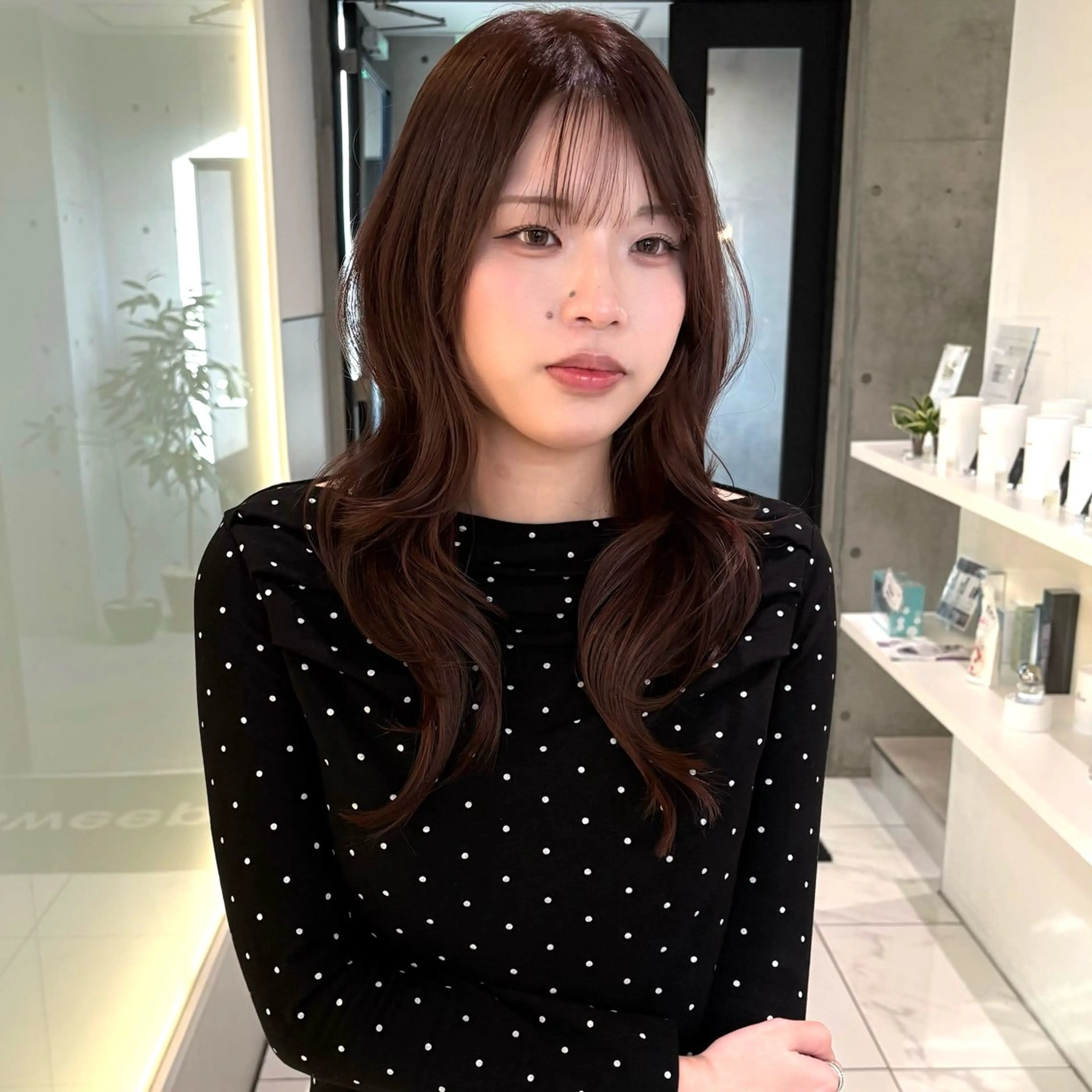 ロング カラー ブラウンカラー チョコレートブラウン ハッシュカット レイヤーカット ロング ヘアカラー トリートメント riko/レイヤー カット/ヘアセットのヘアスタイル