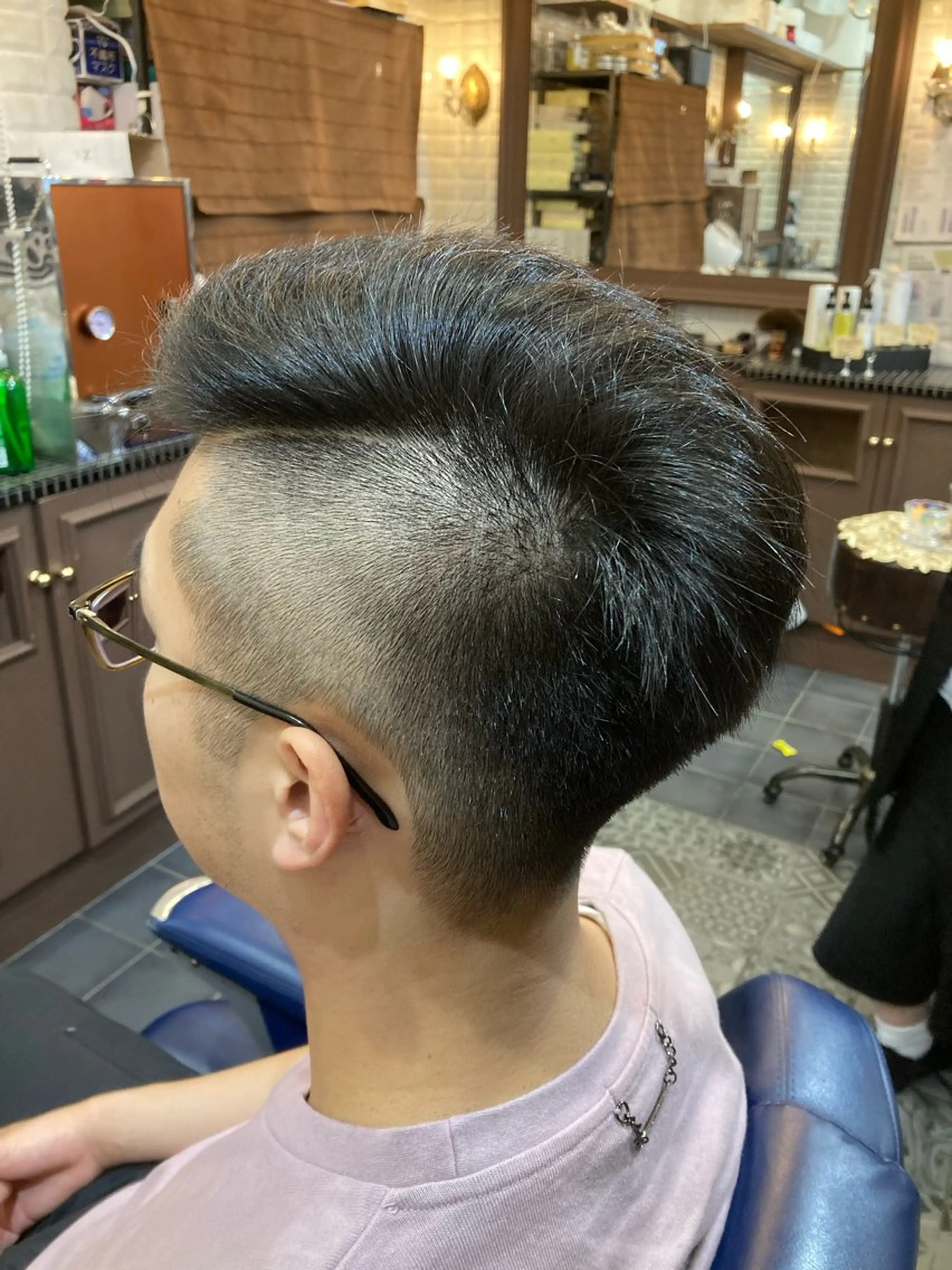 ショート メンズ 七三 ヘアカラー トリートメント ルピナス中田店長 山口大地のヘアスタイル