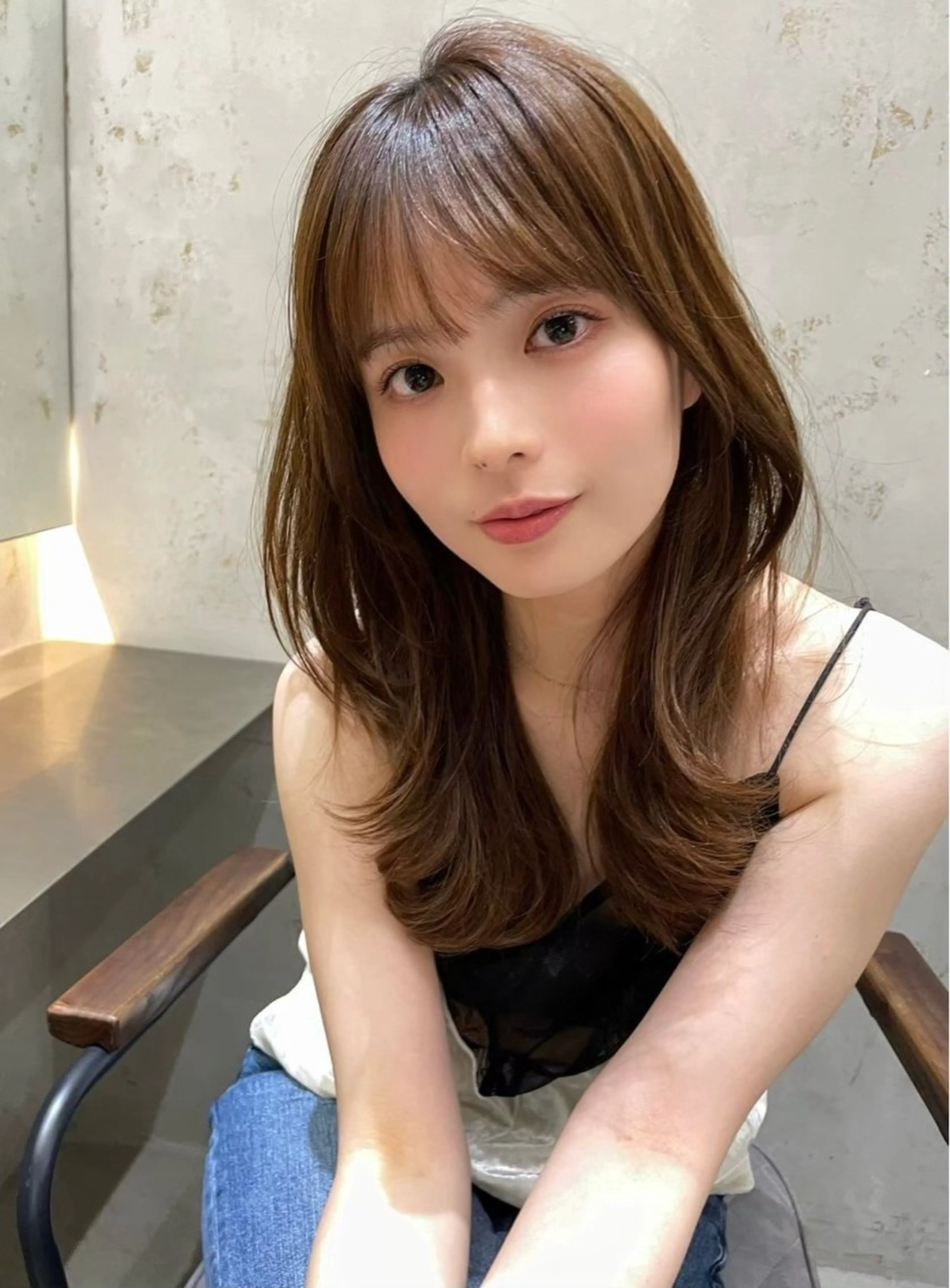 セミロング レイヤーカット ヘアカラー トリートメント Yuta✂︎ 韓国レイヤー🪽のヘアスタイル