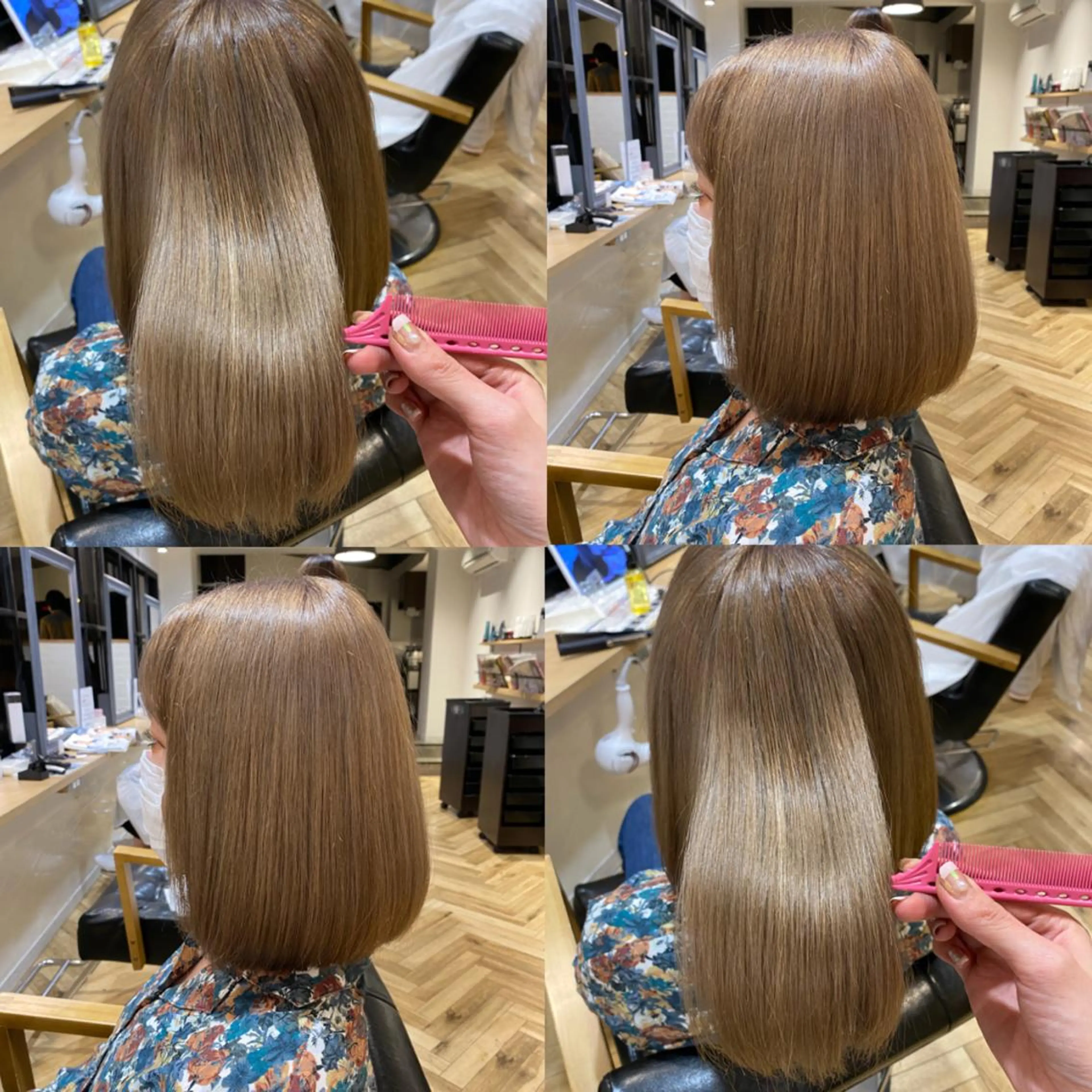 ミディアム カラー ベージュカラー ブリーチ 艶カラー/韓国顔周り 🎀mamiのヘアスタイル