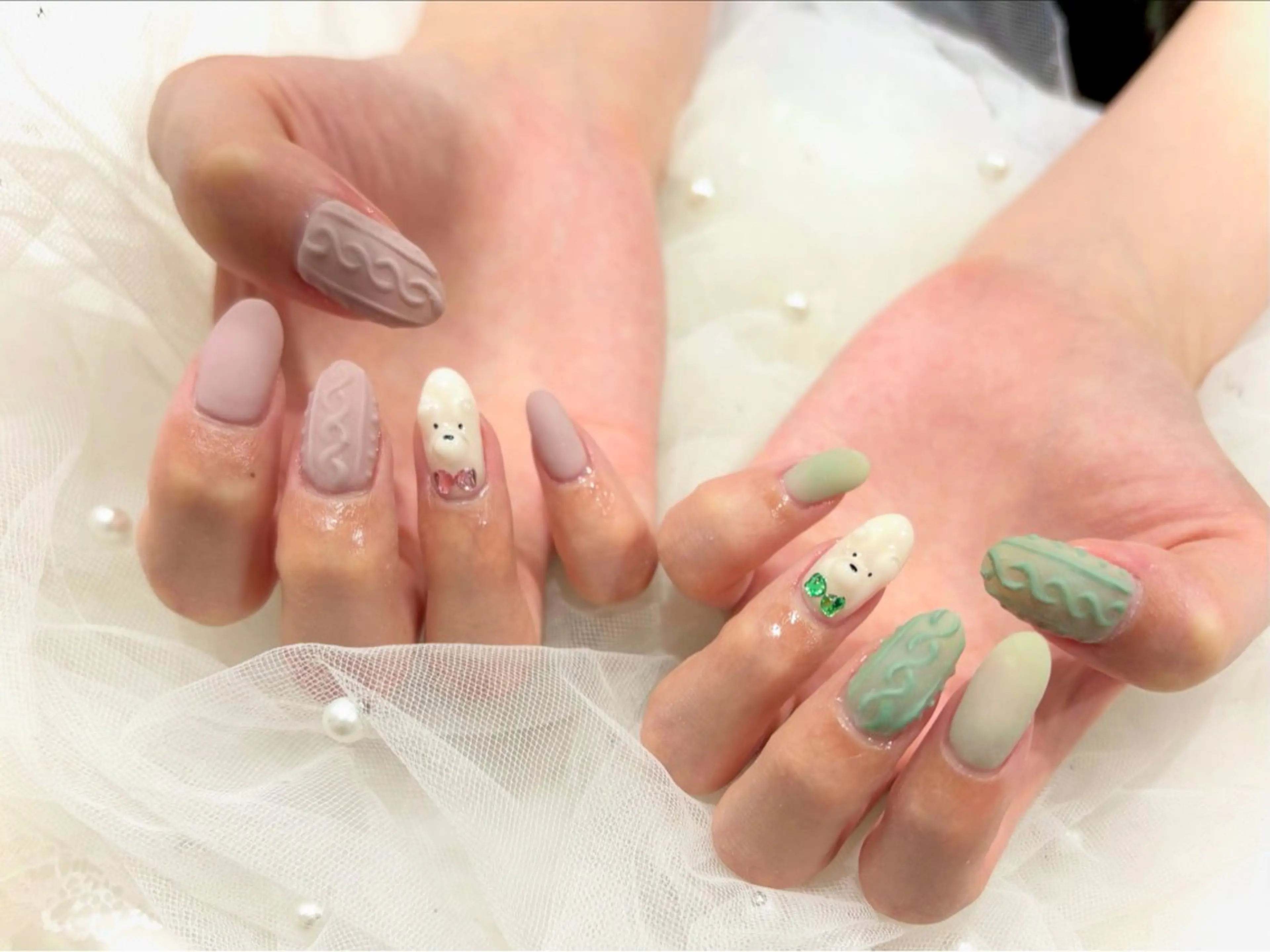ネイル パステルネイル 冬ネイル ハンドネイル Nail salon Cielel⟡Ayaのネイルデザイン