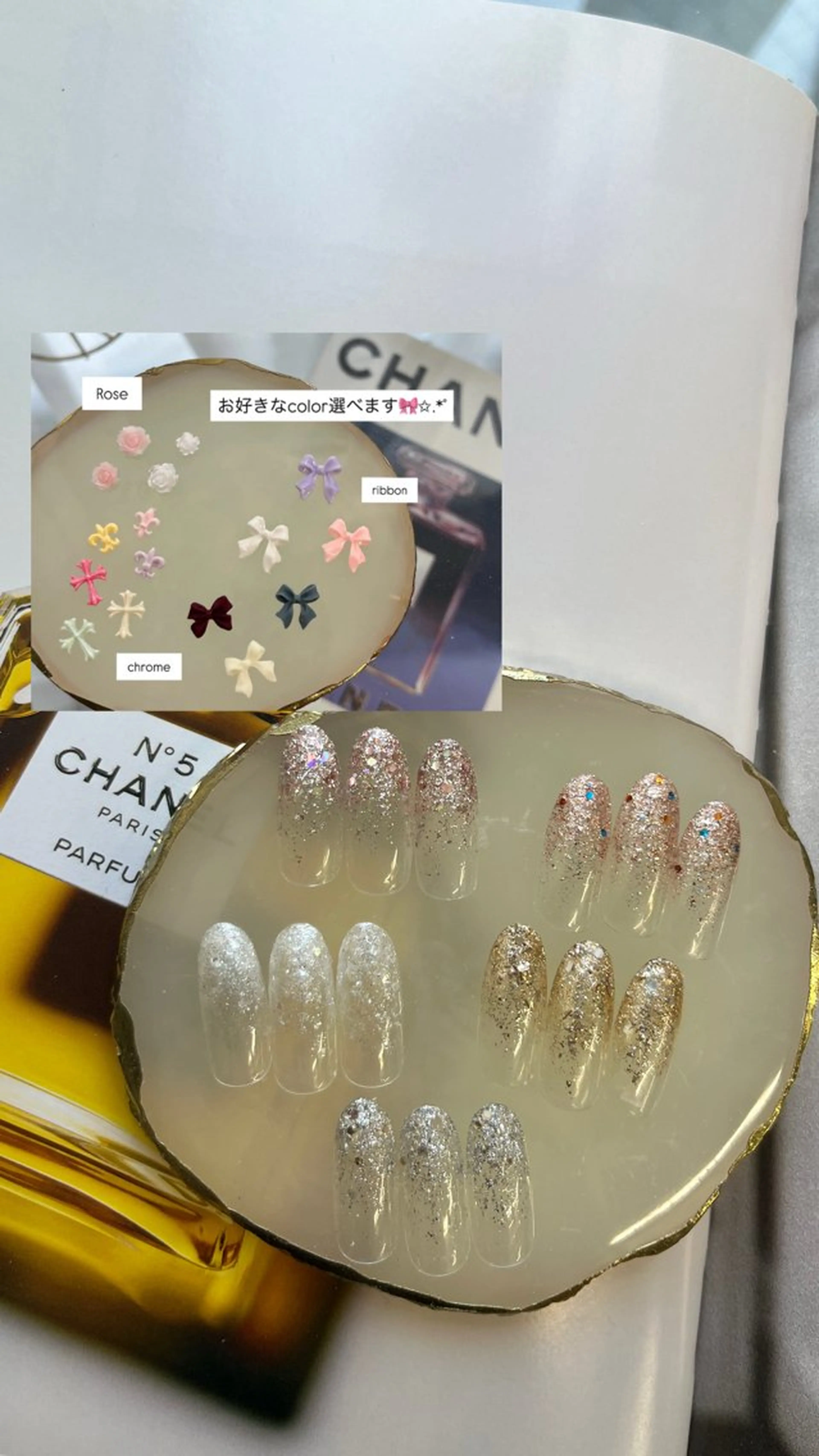 💍ミニモ限定💍【ハンド】オフ無料✨️ラメグラデーションに選べるパーツの写真