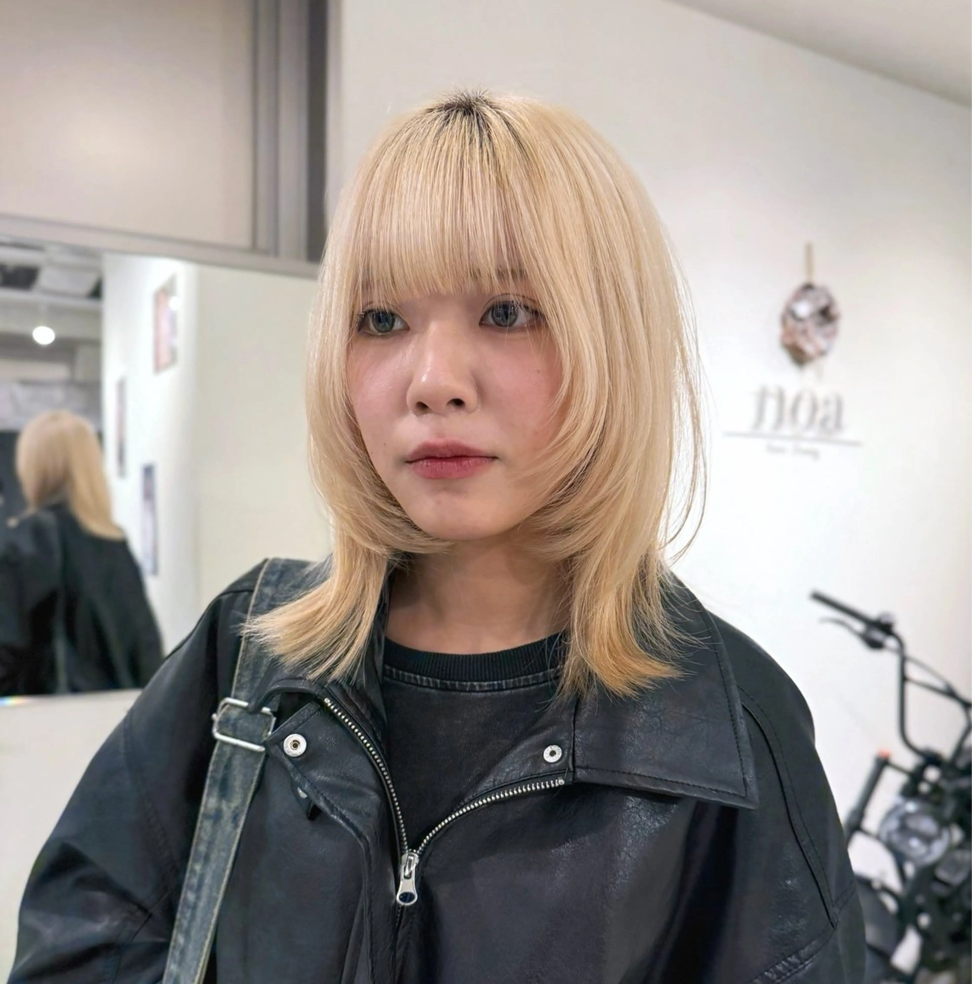 ミディアム レイヤーカット ウルフカット noa hair design 町田店所属・miyu♡̷̷ 韓国ヘア/顔まわりのヘアスタイル