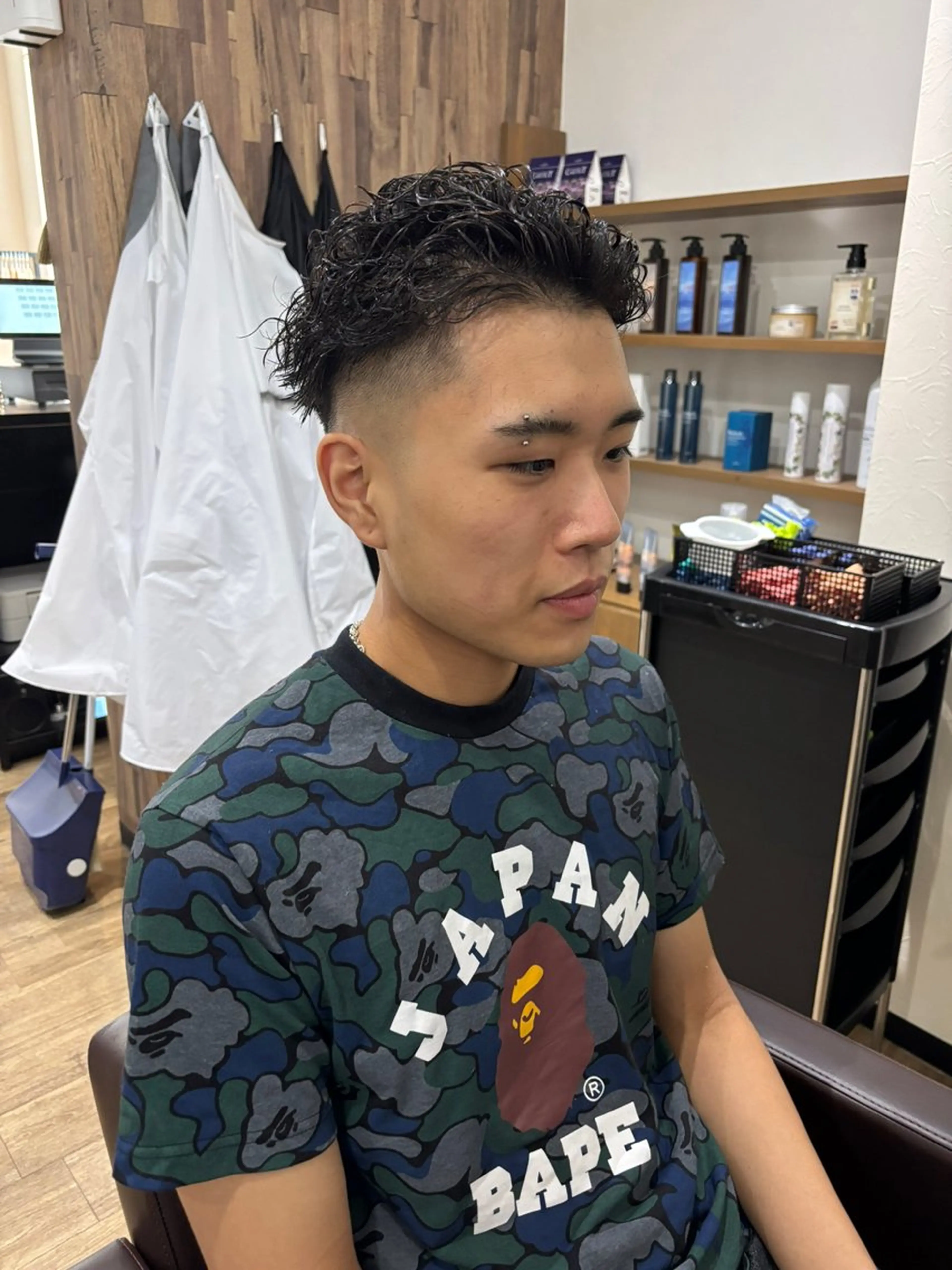 ショート パーマ メンズ フェードカット メンズパーマ スキンフェード Men's hair Libre Sunny所属・高橋 怜玖/仙台/八乙女のヘアスタイル