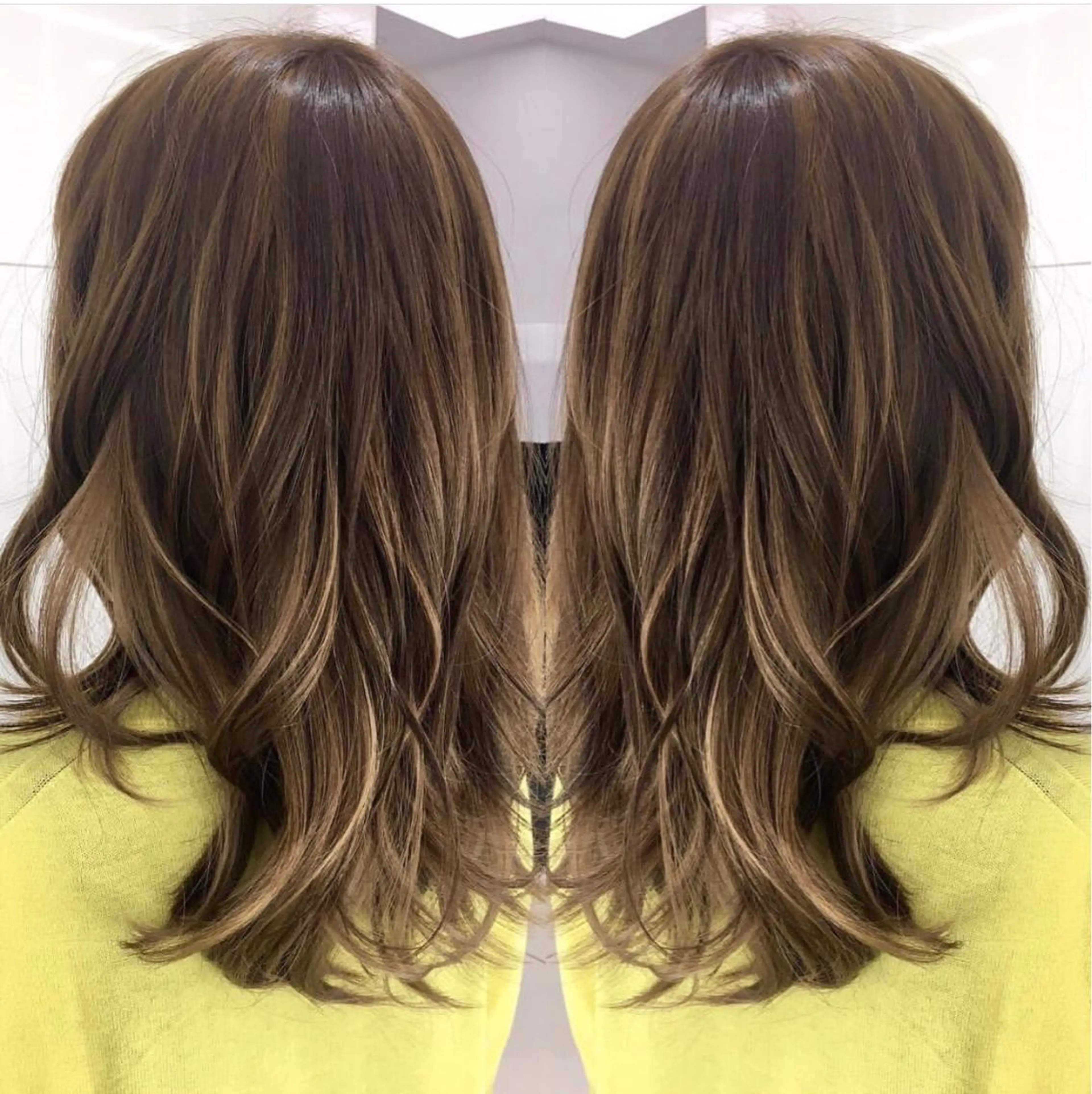 セミロング カラー ハイライトカラー ハイライト 苅北 泰輔のヘアスタイル