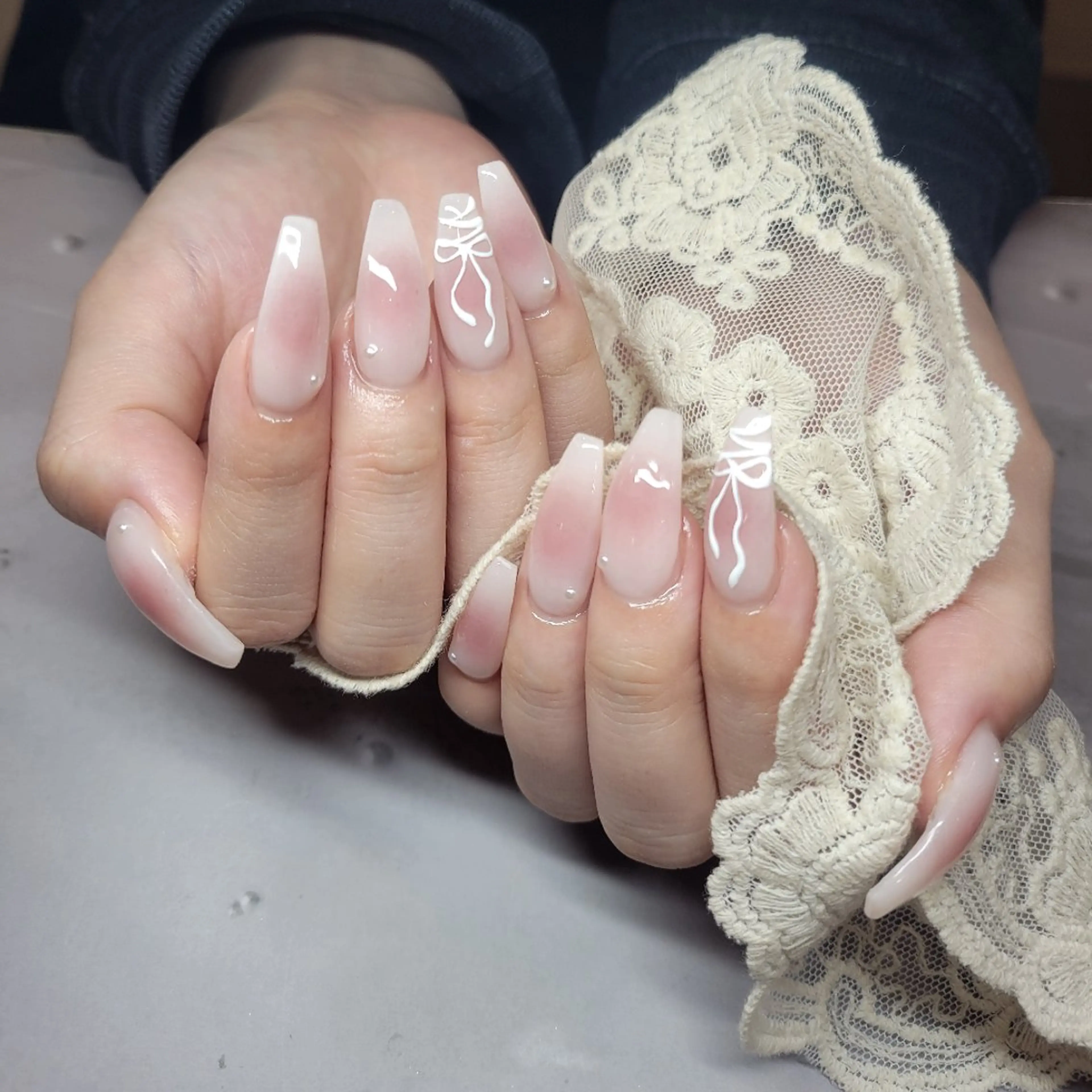 ネイル チークネイル リボン 春ネイル Nail salon Coco所属・Nail salon Coco【溝の口駅】のネイルデザイン