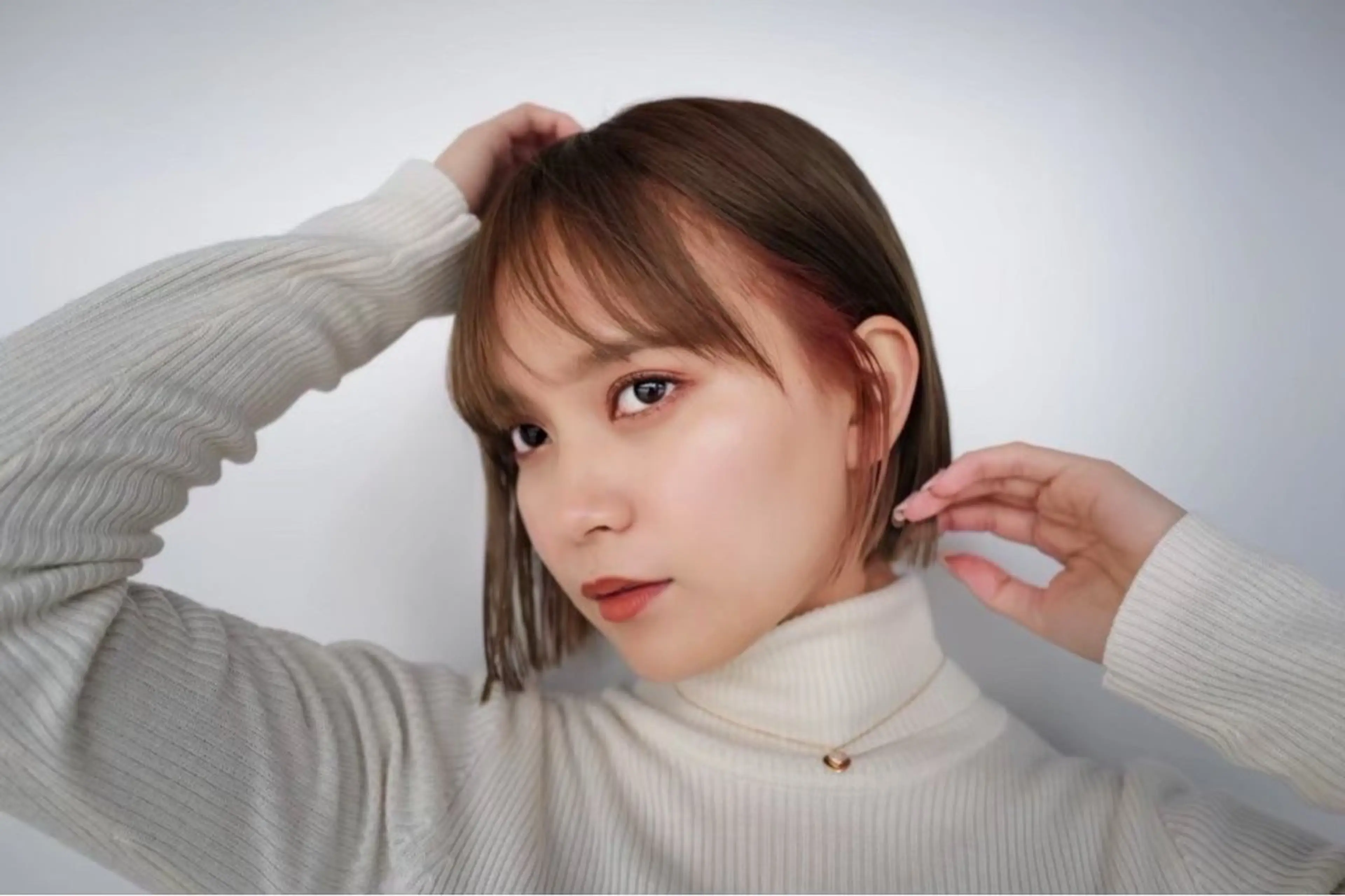 セミロング 髪質改善/縮毛矯正/ ブリーチ/荊尾のヘアスタイル