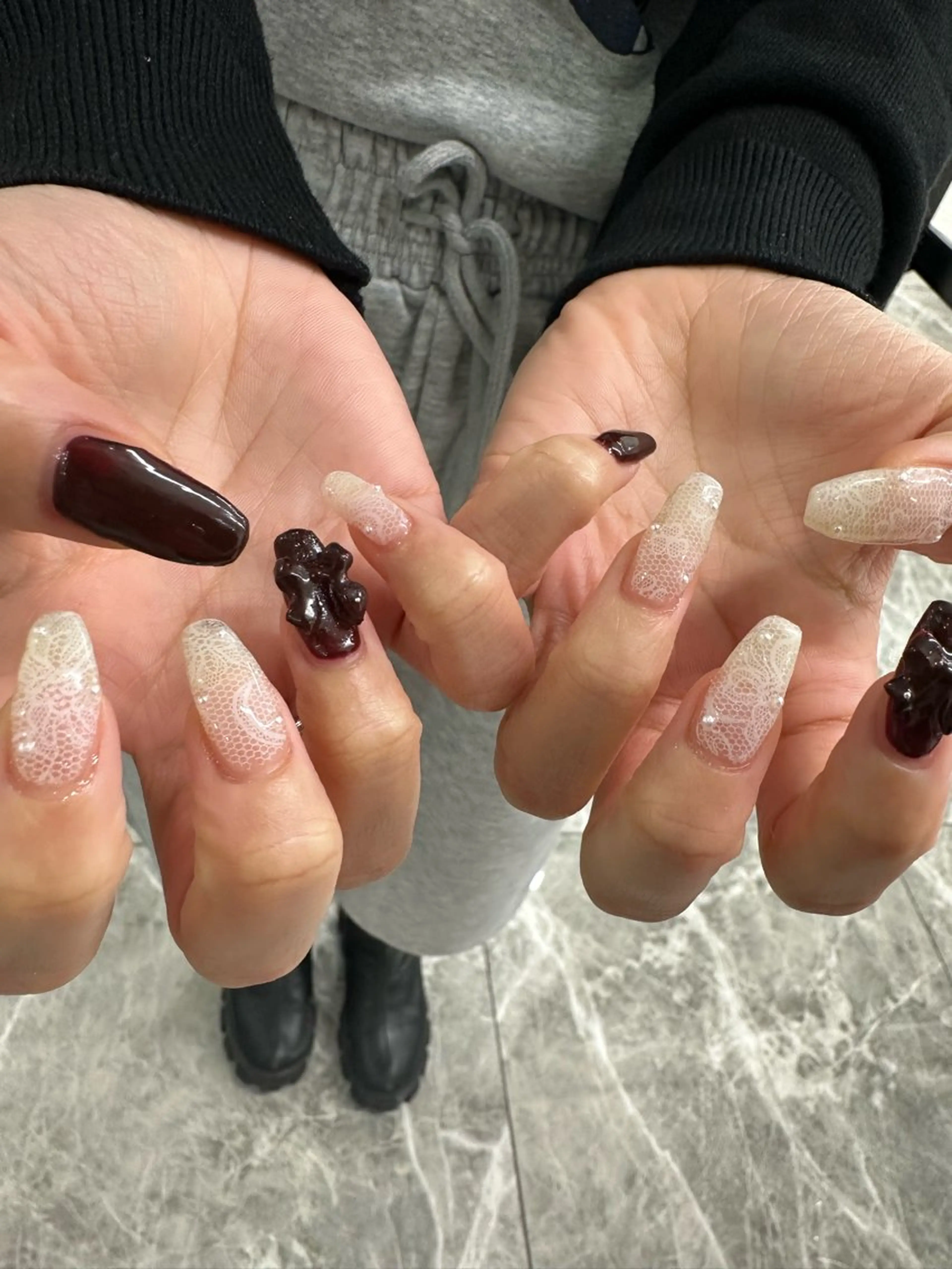 ネイル ジェルネイル シンプルネイル ハンドネイル 🖤🤍石川 アイリ🤍🖤のヘアスタイル