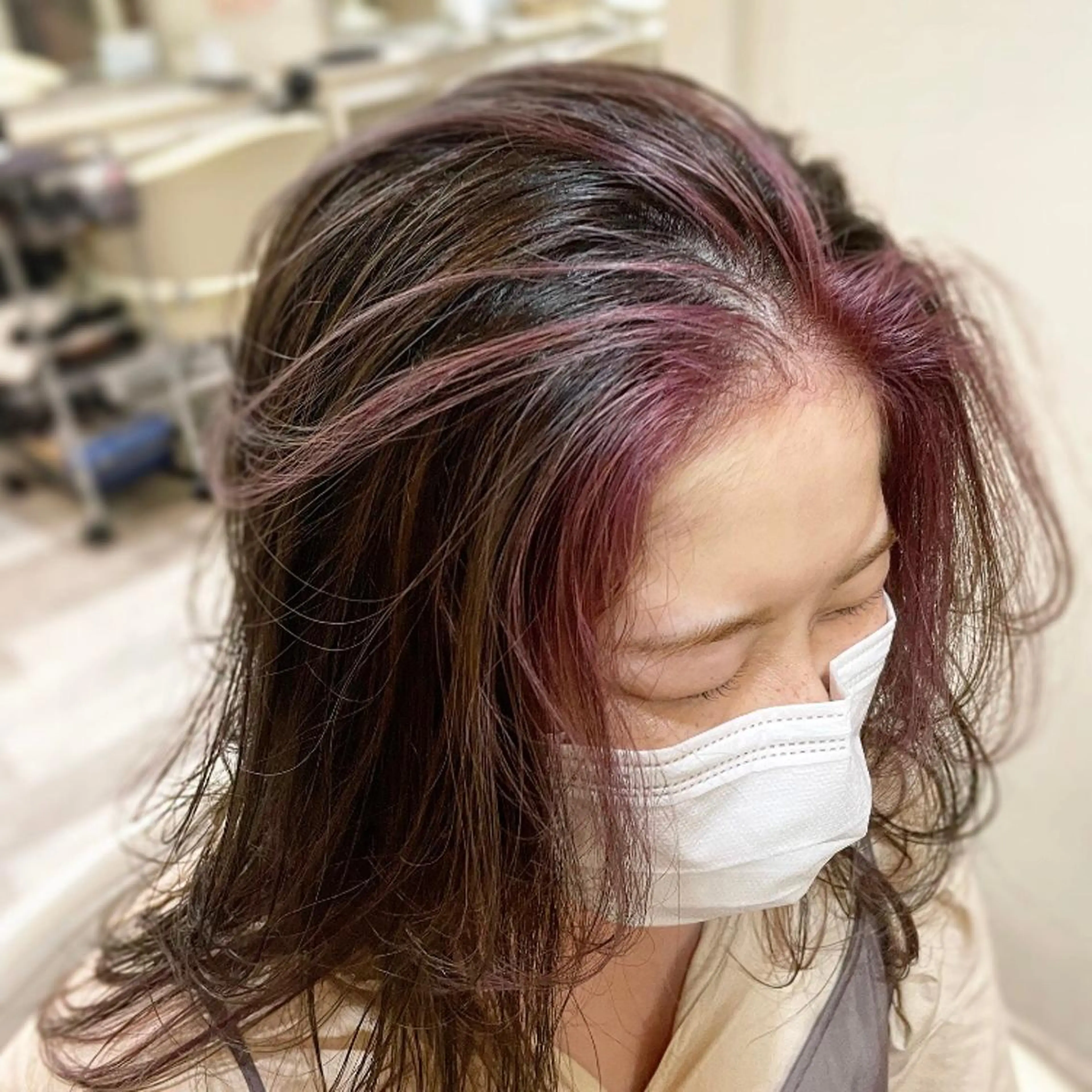 ロング カラー ミストバング  フェイスフレーミング ピンクカラー カラー特化美容師 なかもと たつひろのヘアスタイル