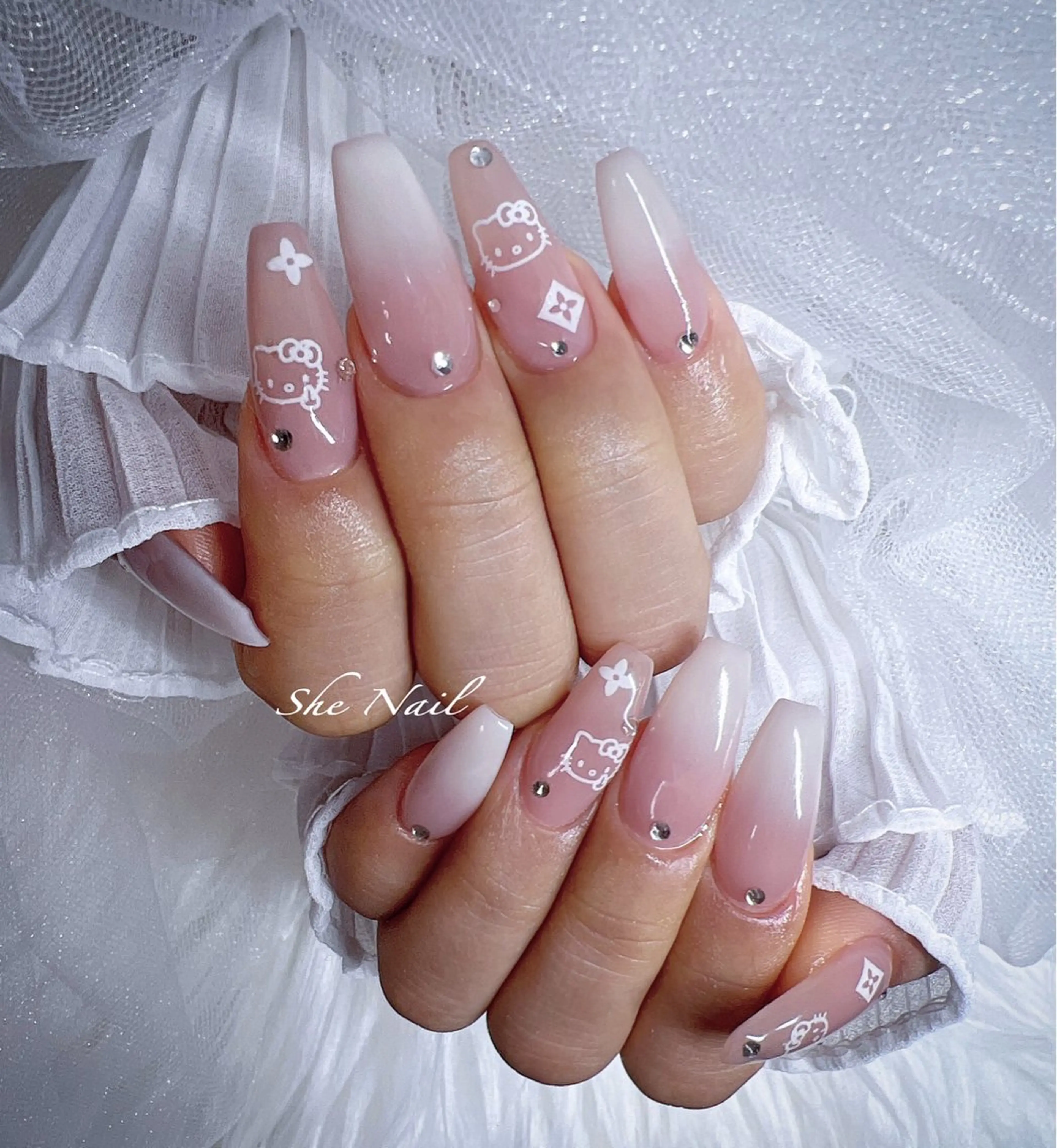 ネイル チークネイル 長さ出し グラデーション マグネットネイル 持ち込み She   Nail所属・ISA_ BELLAのネイルデザイン