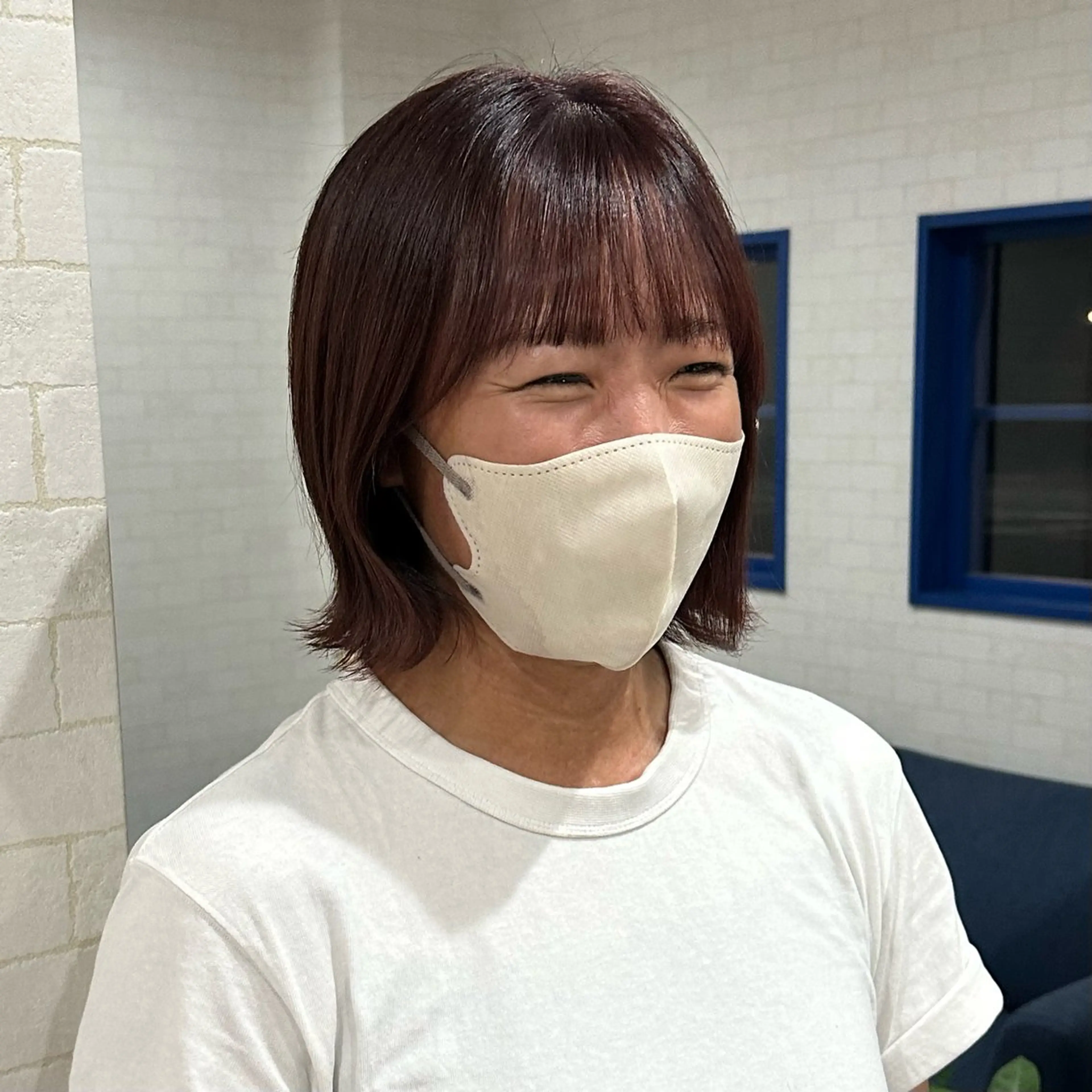 ミディアム カラー ピンクカラー ボブ 外ハネヘア CHEMIR所属・安田 萌菜のヘアスタイル