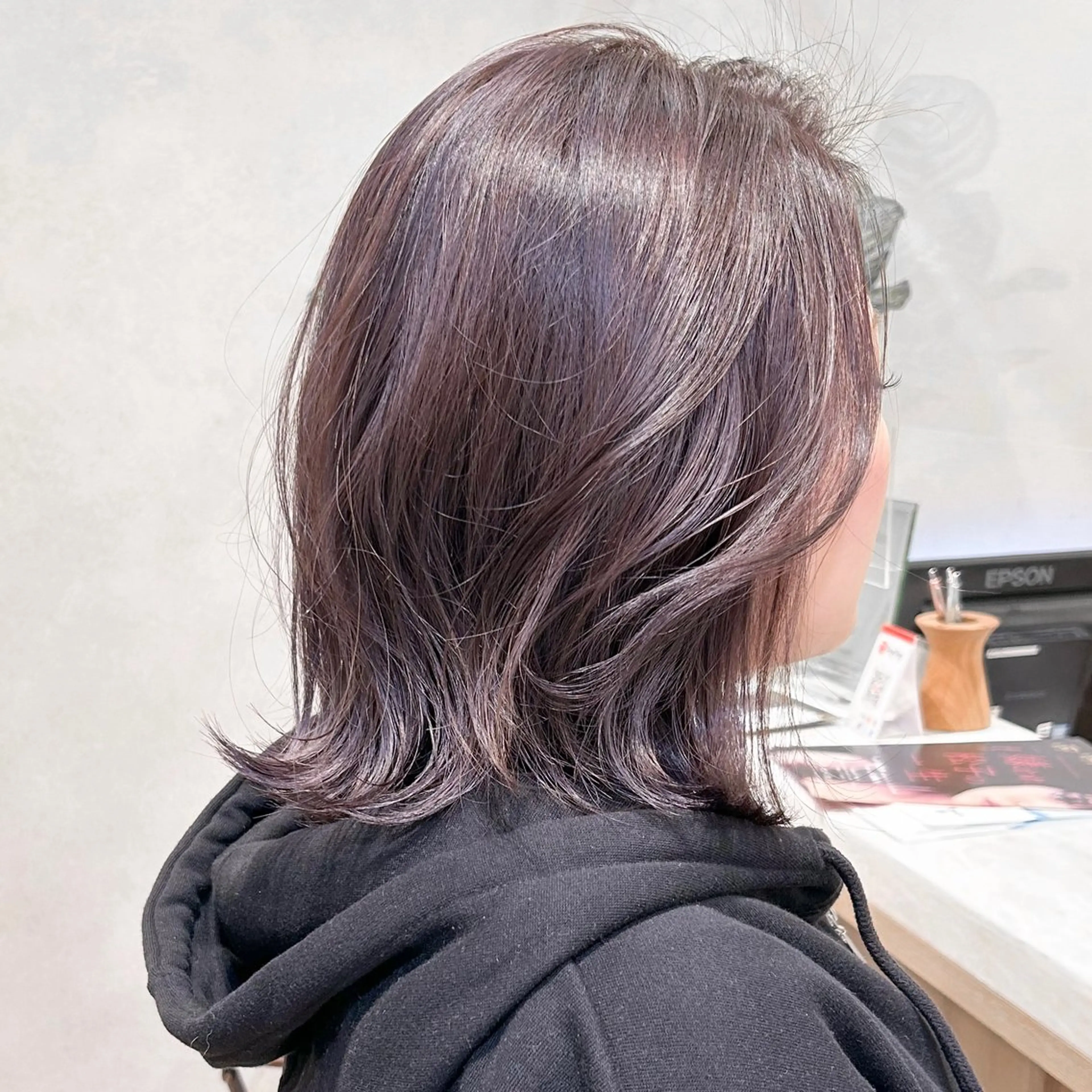 ショート カラー ハイライトカラー ラベンダーカラー ハイライト CANAAN銀座所属・艶透明感カラー/ ルーズパーマ/田中のヘアスタイル