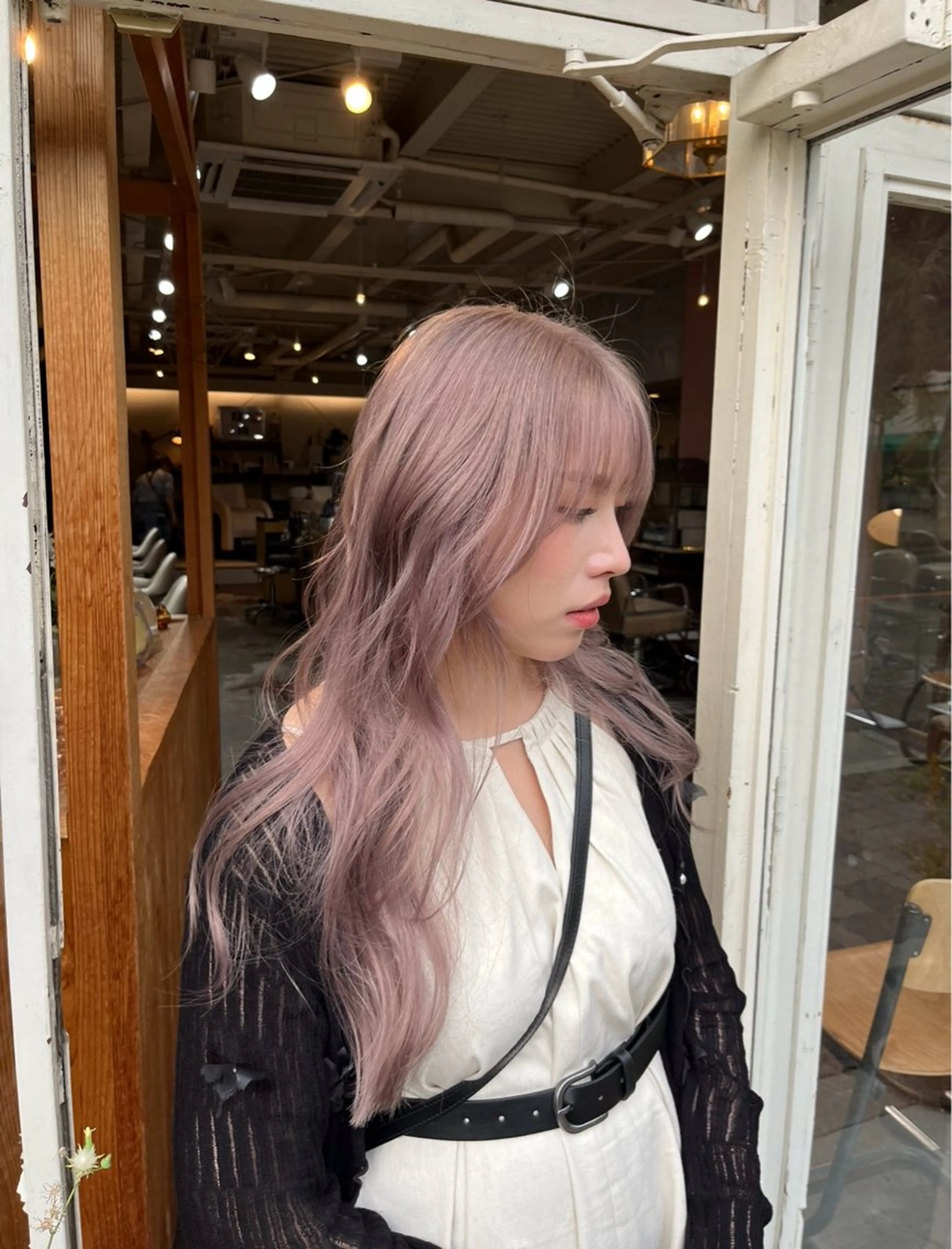 ロング カラー グレージュ ラベンダーカラー ラベンダーグレージュ ラベンダーグレー カット ヘアカラー トリートメント Junmi/ﾁｶｼﾂ /堀江のヘアスタイル