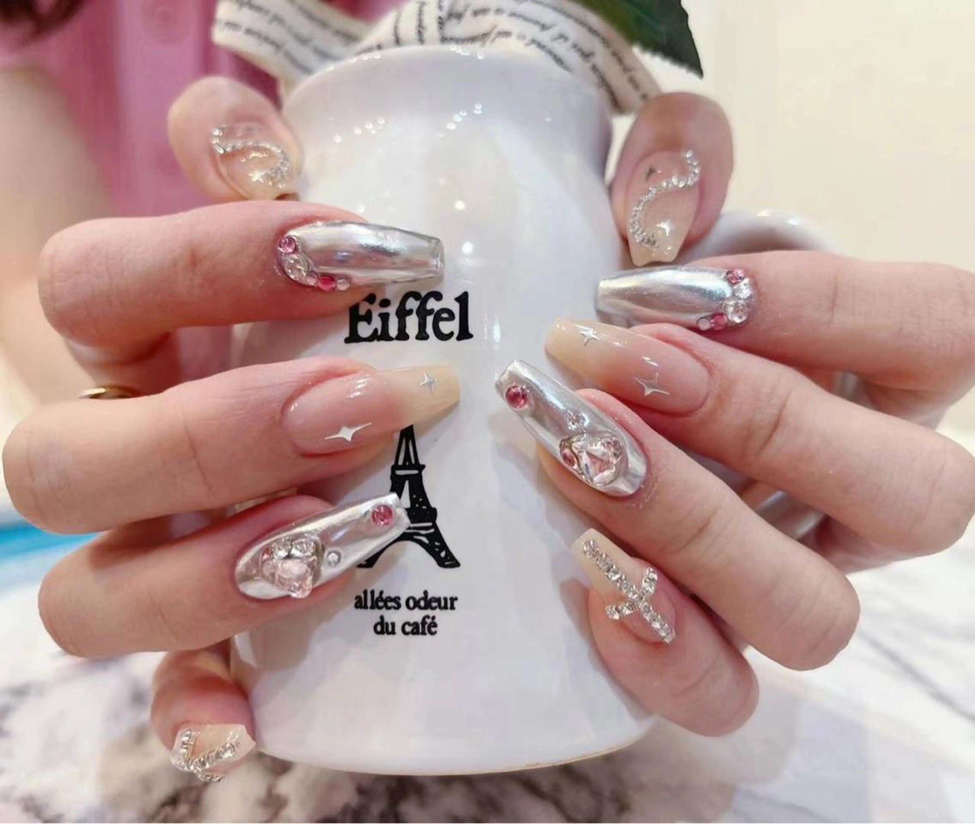 ネイル クリアネイル ゴージャス ミラーネイル Babarla Nailのネイルデザイン