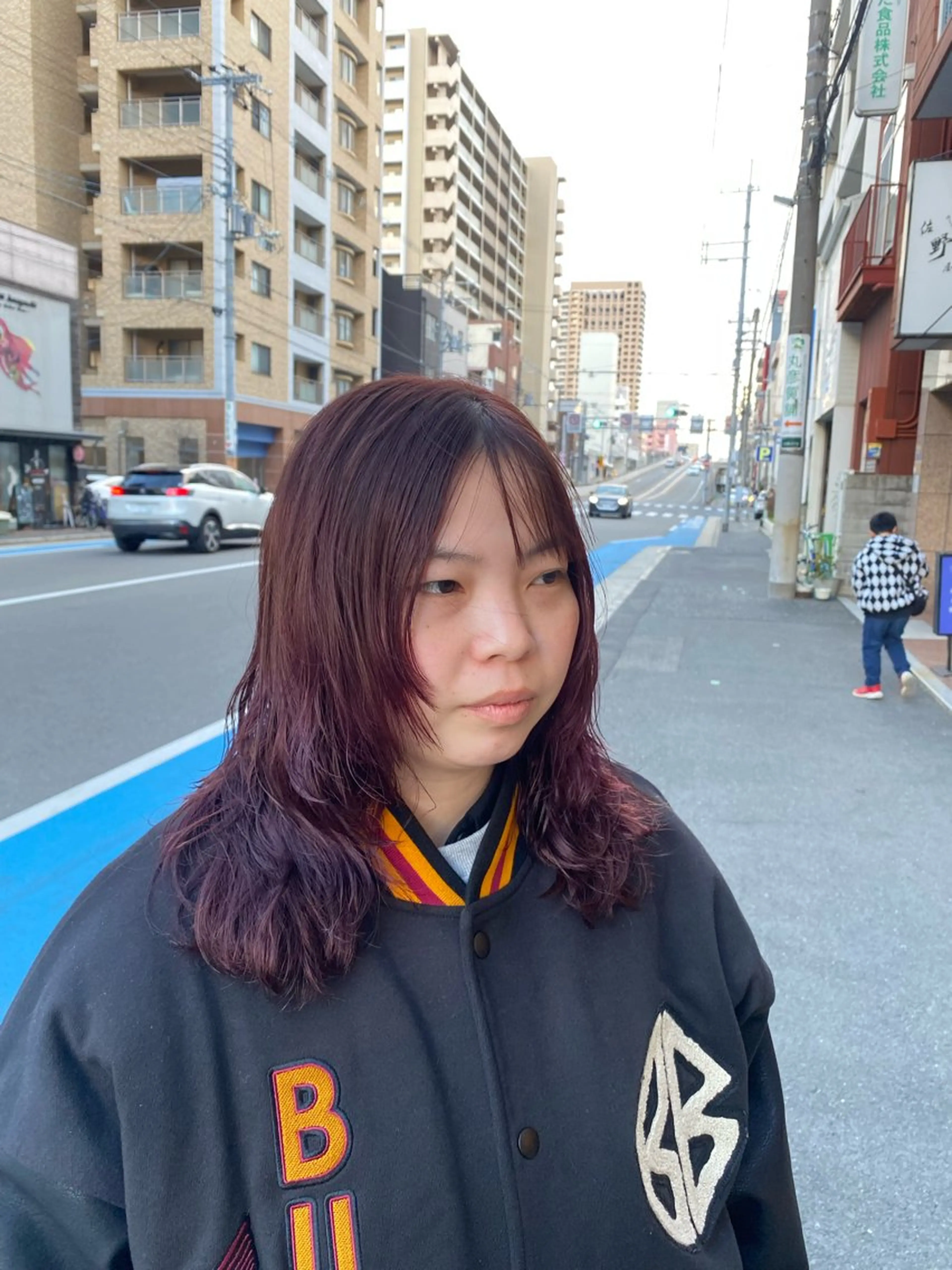 セミロング カラー パーマ セミロングパーマ ブリーチ ダブルカラー ラベンダーカラー ラベンダーピンク カット ヘアカラー 縮毛矯正とレイヤー カット/杉村凜汰郎のヘアスタイル