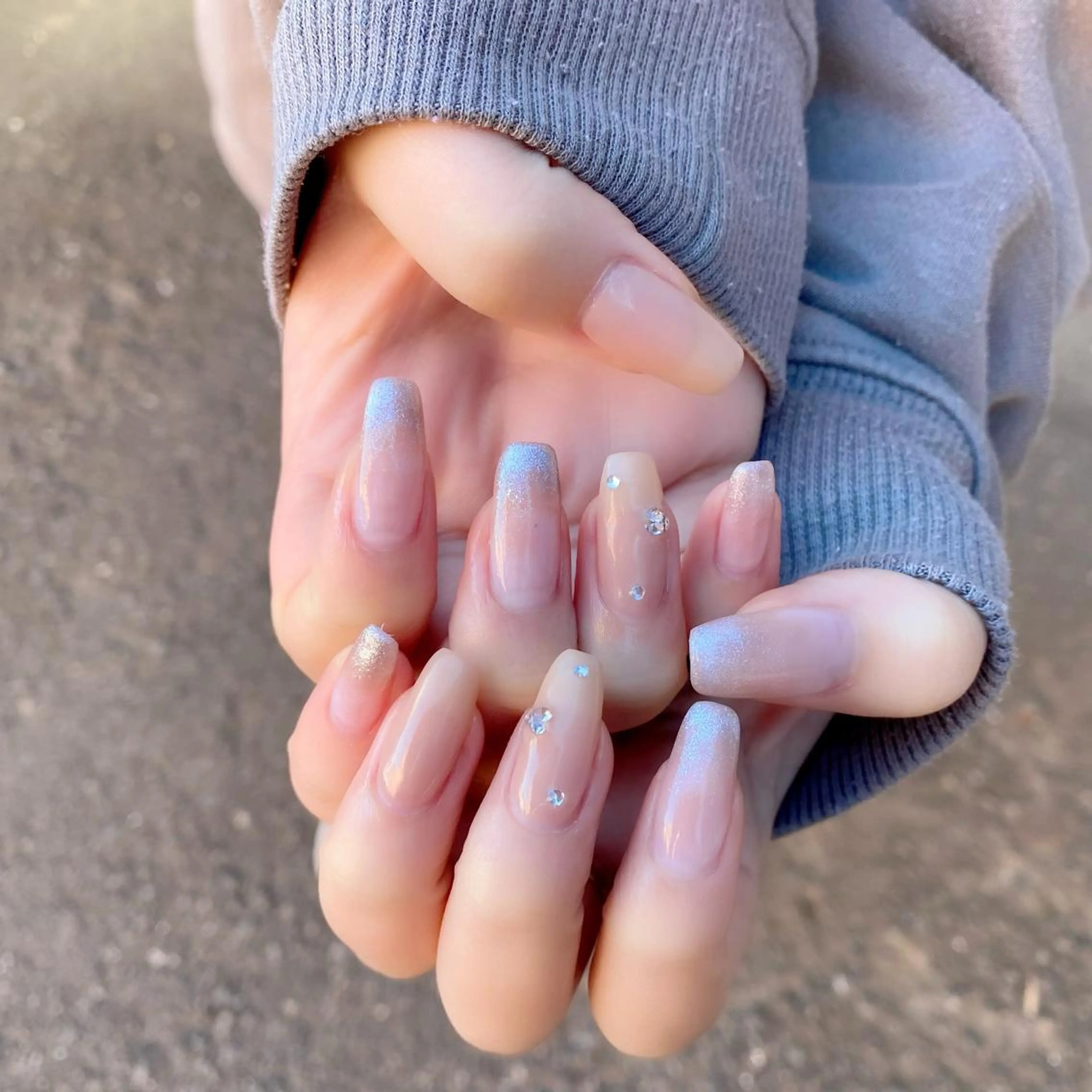 ネイル ロングネイル オフィスネイル スクエアネイル 冬ネイル ハンドネイル Salon Kのネイルデザイン