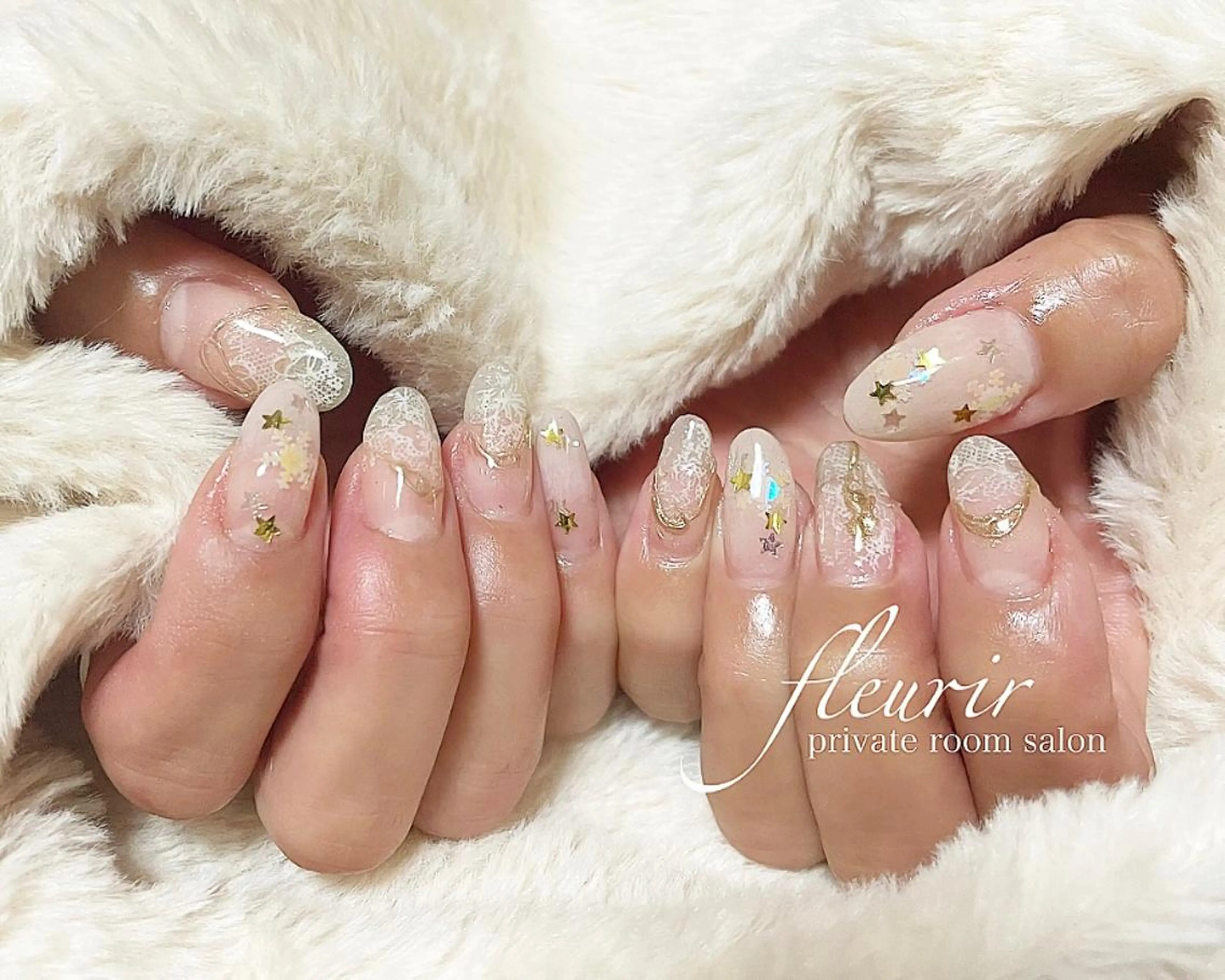 ネイル アートネイル オーロラネイル 長さ出し フレンチネイル ジェルネイル フルリール 【プライベートサロンのネイルデザイン