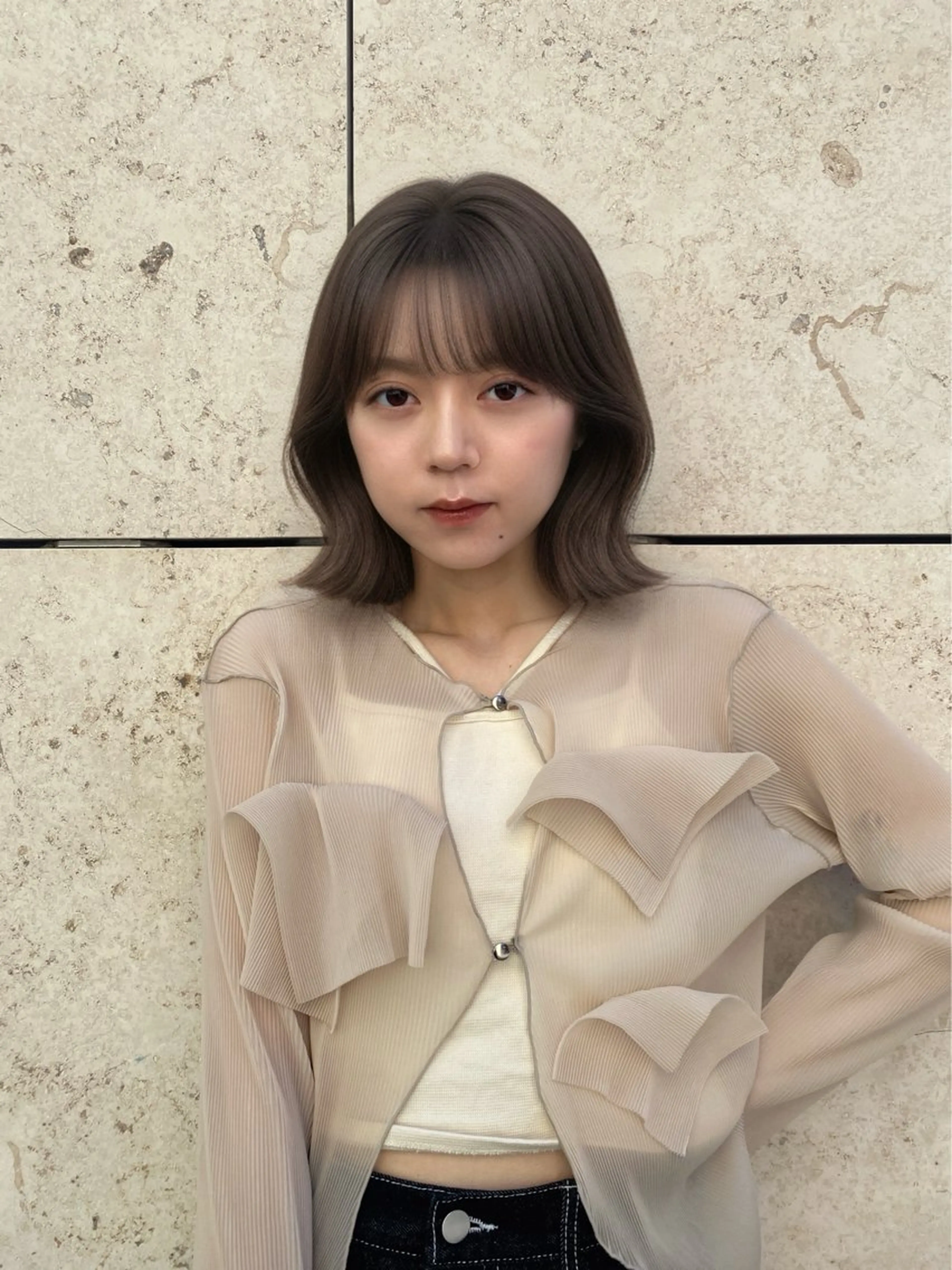 ミディアム ボブ 髪質改善 韓国風ヘア COALL nex the salon所属・Riria✨ 透明感カラーのヘアスタイル