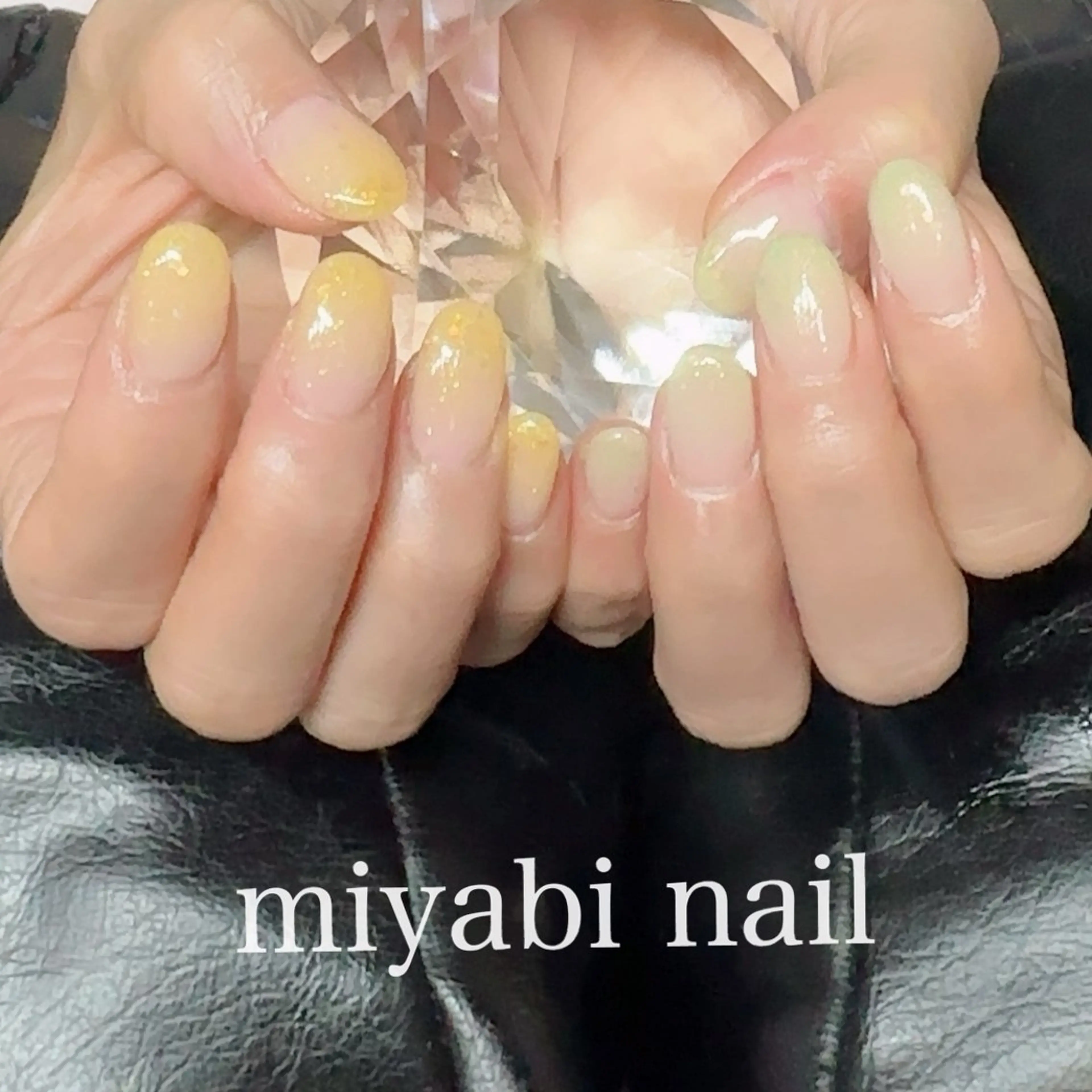 ネイル ジェルネイル グラデーション グリーン キラキラネイル ラメ(グリッター) miyabi nail 桂川駅近くのネイルデザイン