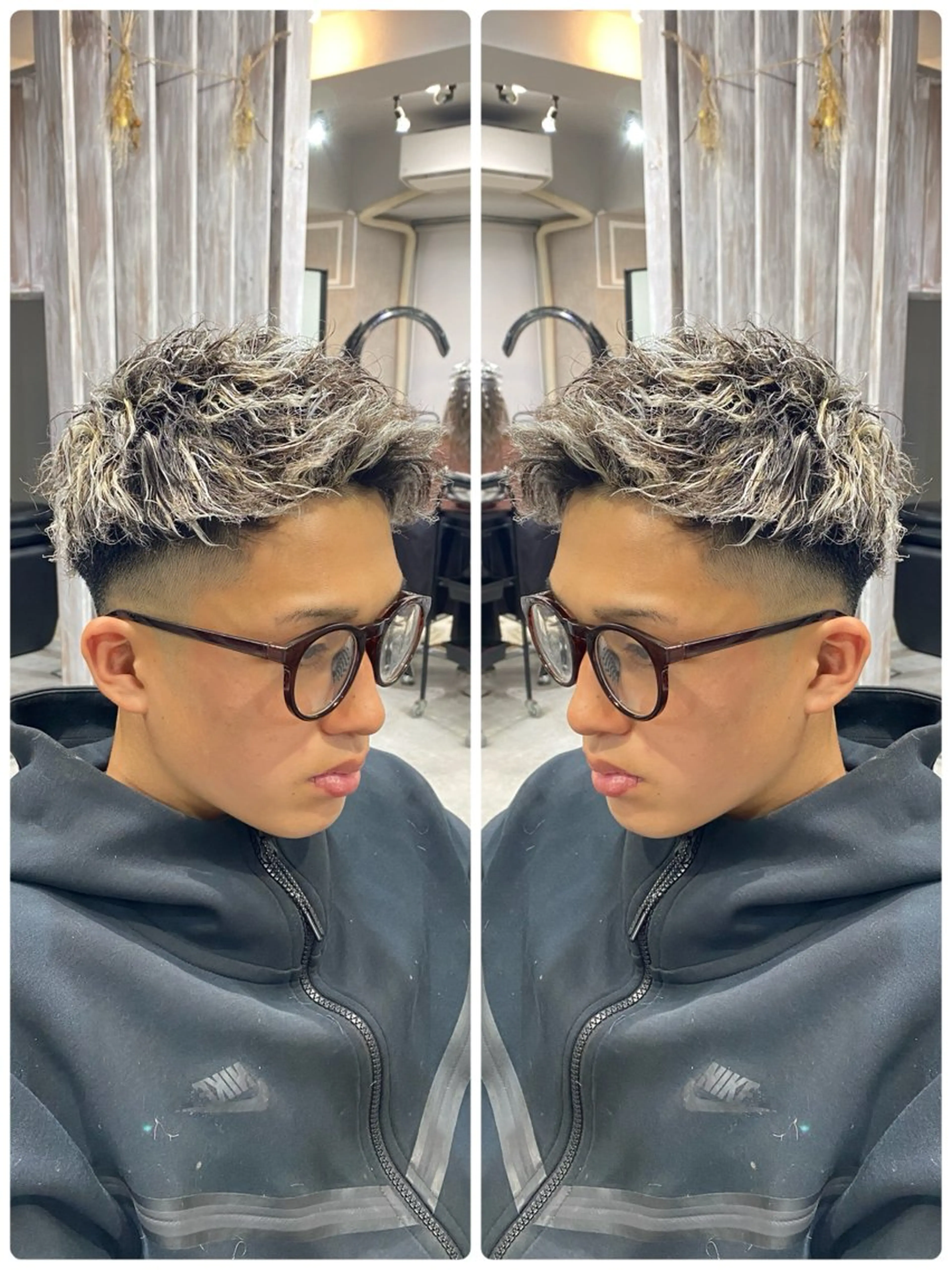 ショート カラー パーマ メンズ メンズハイライト メンズパーマ ツイストスパイラルパーマ ハイライトカラー ハイライト 🐉『メンズ美容師』 吉田龍星🐉のヘアスタイル