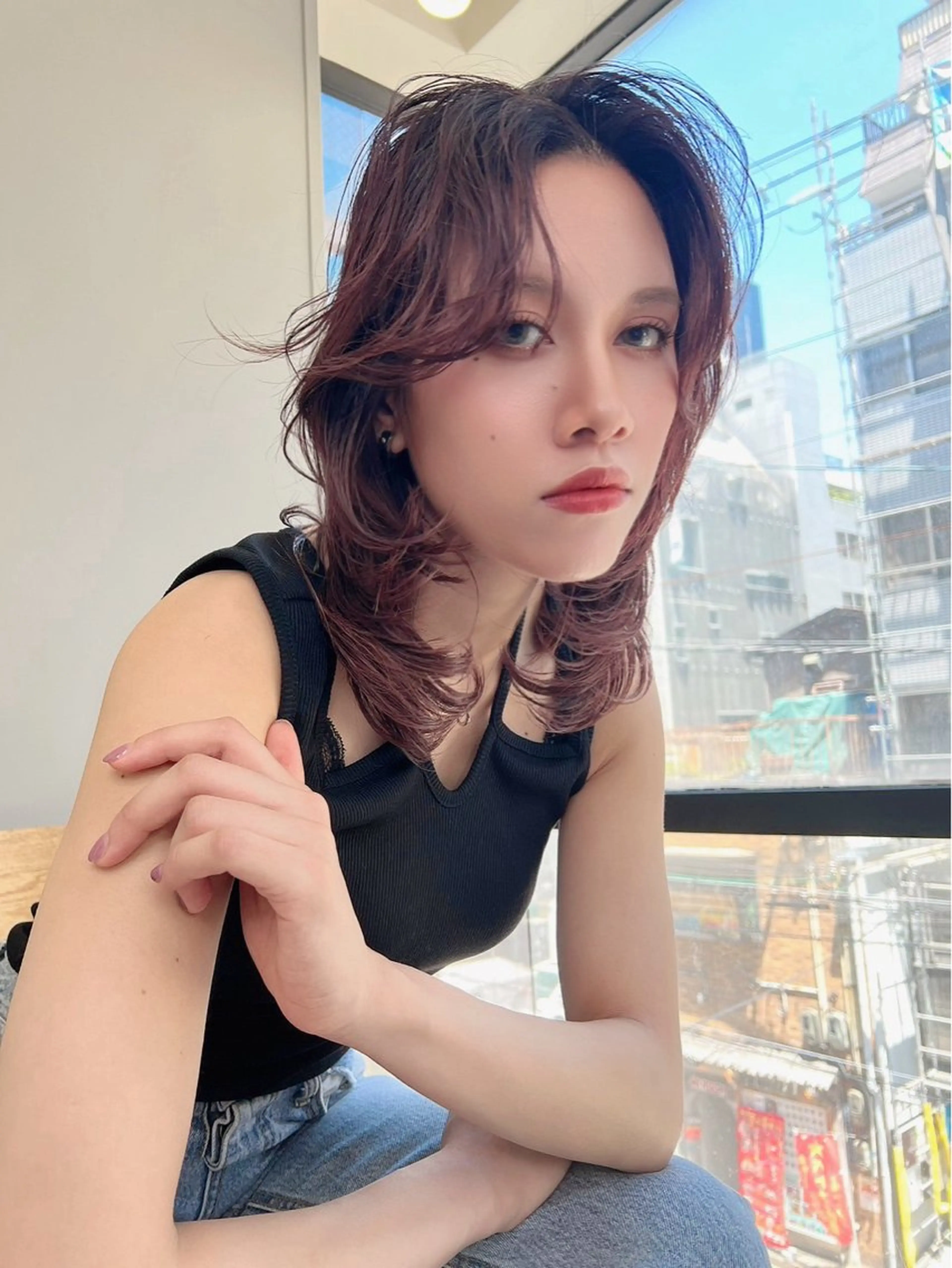 ミディアム カラー レイヤーカット 縮毛矯正 トリートメント sia所属・縮毛矯正🪞 髪質改善特化谷名勇輝のヘアスタイル