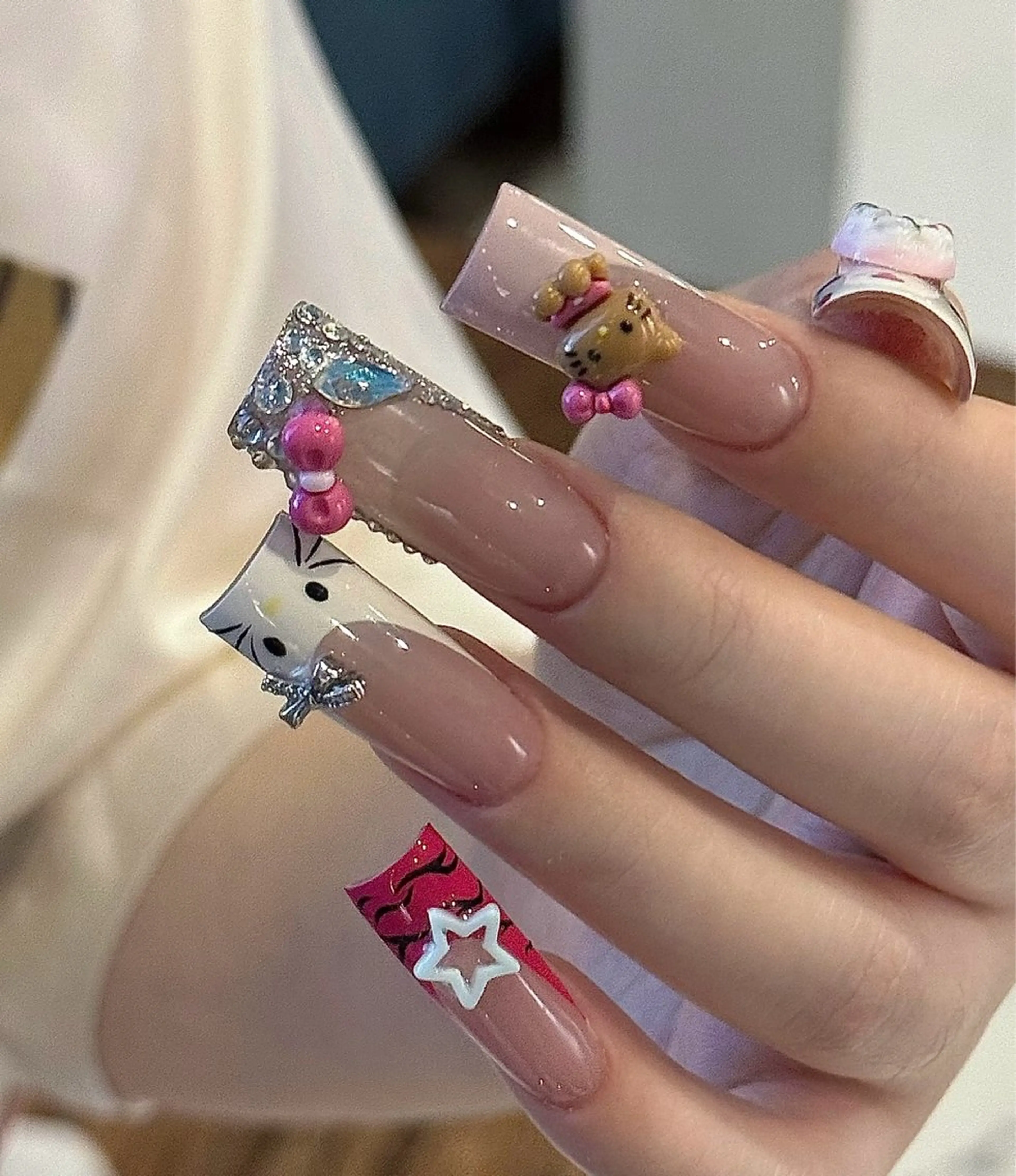 ネイル アートネイル オーロラネイル チークネイル フレンチネイル ガラスフレンチ ハンドネイル 🎀🎀YooLi Nail Salonのネイルデザイン
