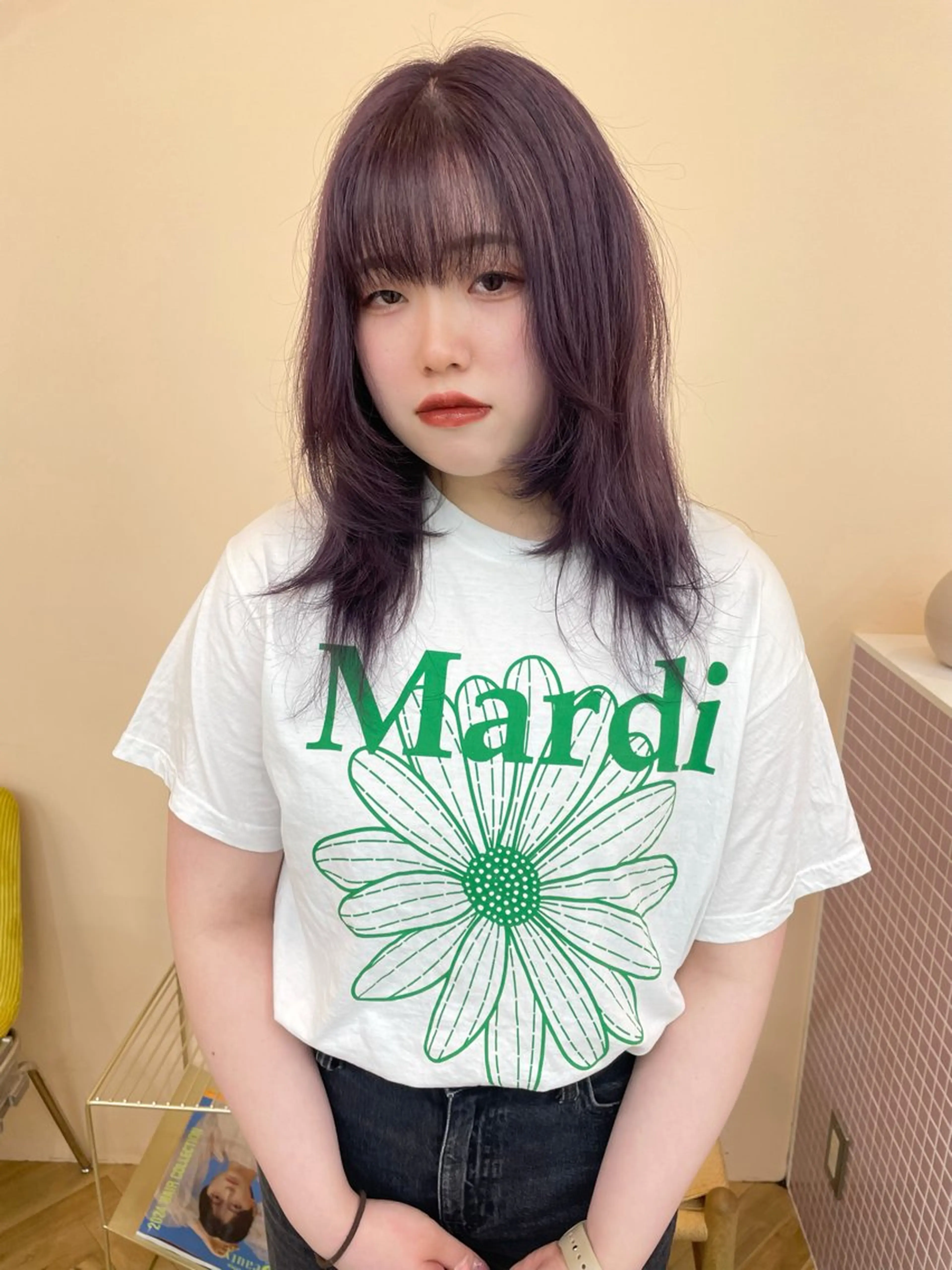 ミディアム カラー ラベンダーカラー ヘアカラー トリートメント カットモデル/ ハイトーン/ゆうあのヘアスタイル