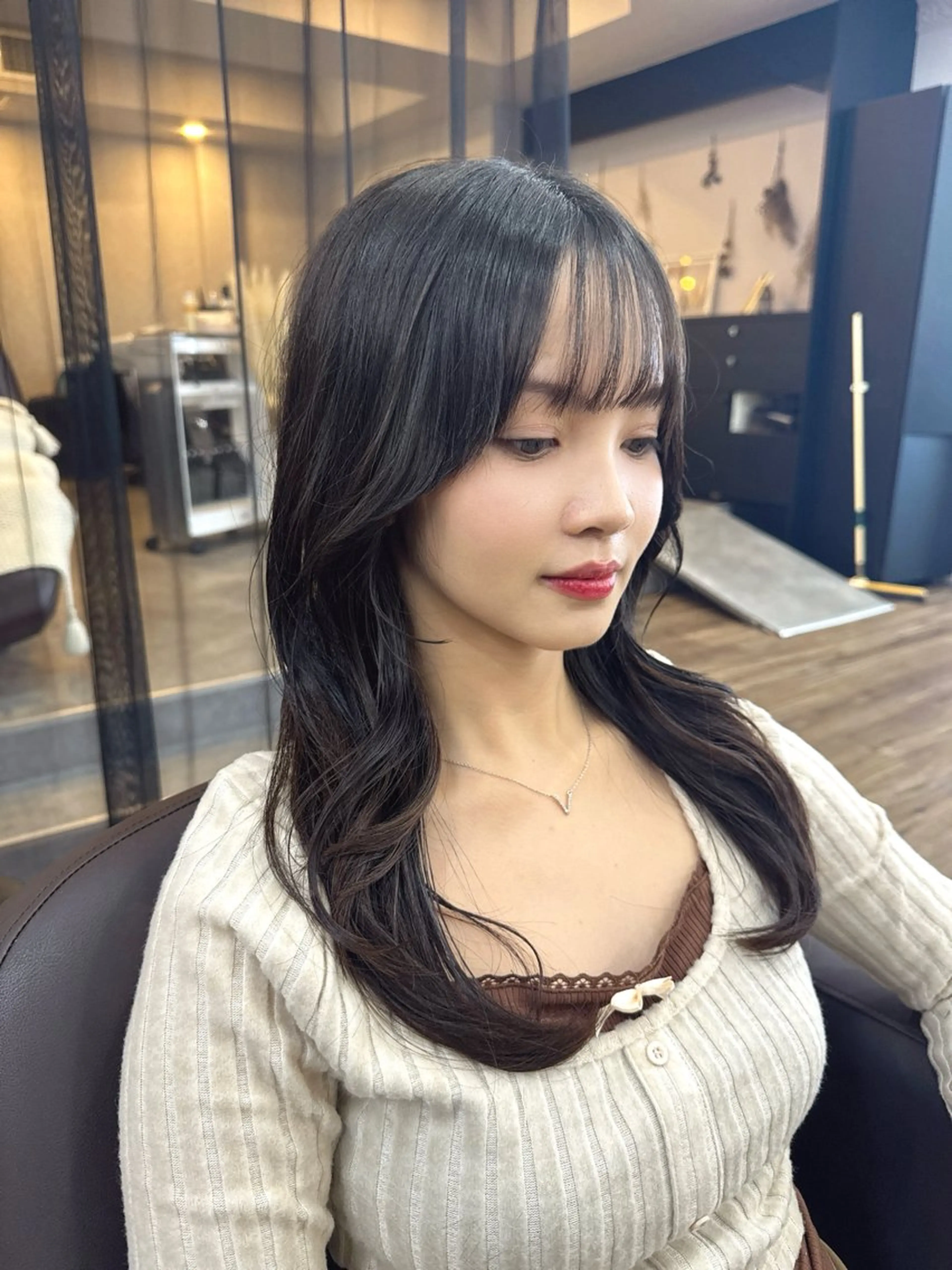 セミロング カット ヘアカラー トリートメント 韓国ヘア🎀 まりかのヘアスタイル