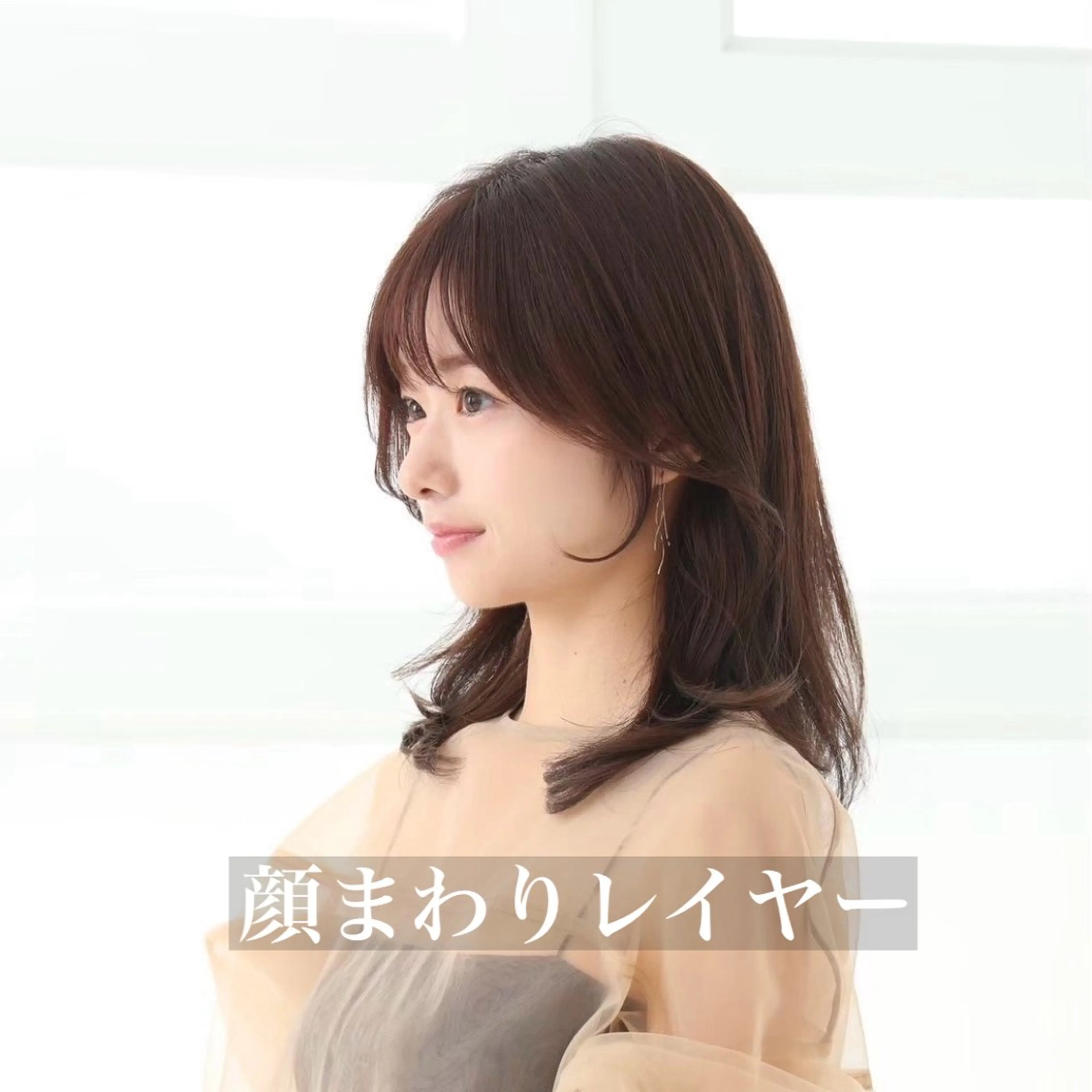 セミロング カラー 似合わせカット 小顔カット 縮毛矯正 韓国風/小顔レイヤー /艶カラーのヘアスタイル