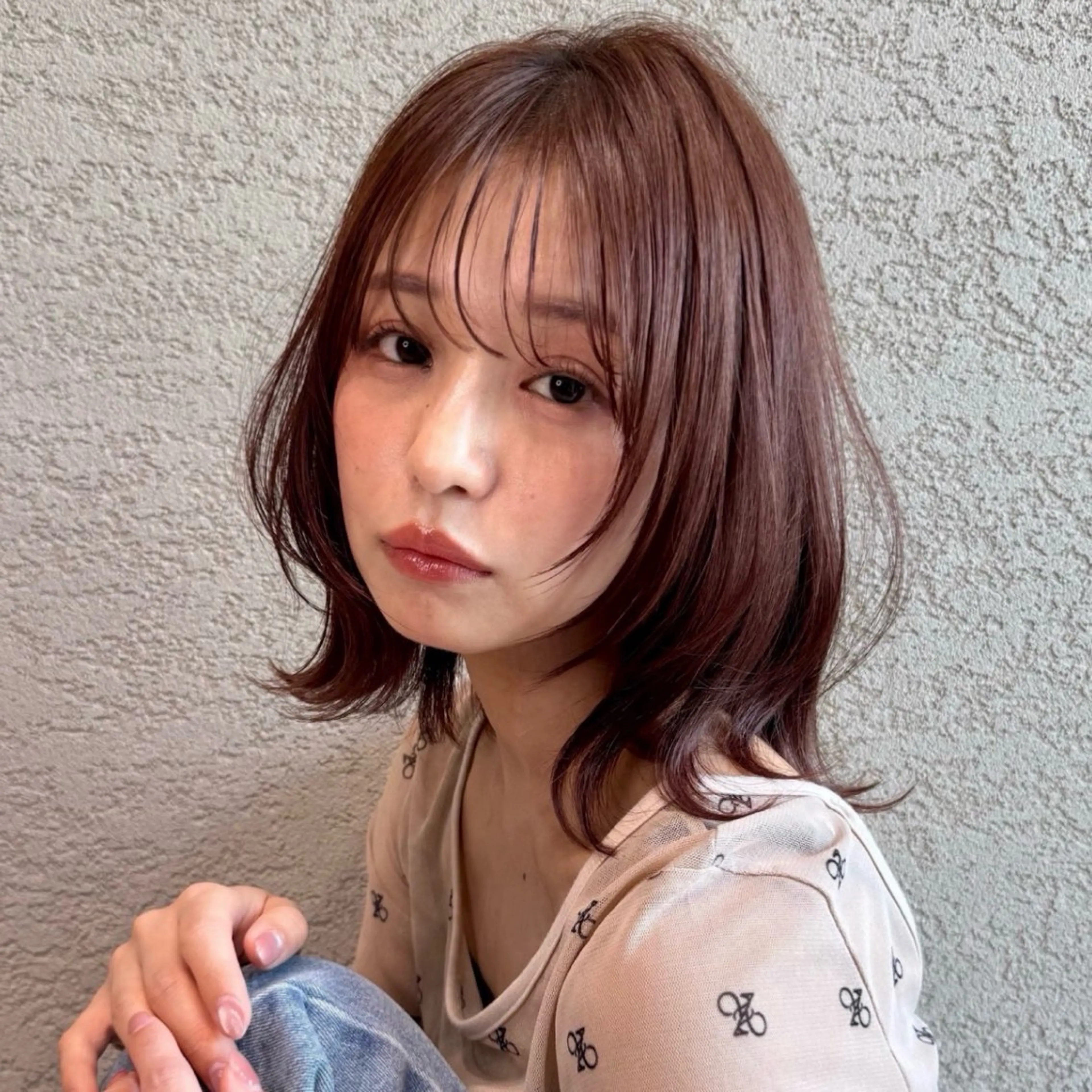 ミディアム カラー 似合わせカット カット ヘアカラー トリートメント レイヤー/髪質改善 Lond ambreのヘアスタイル