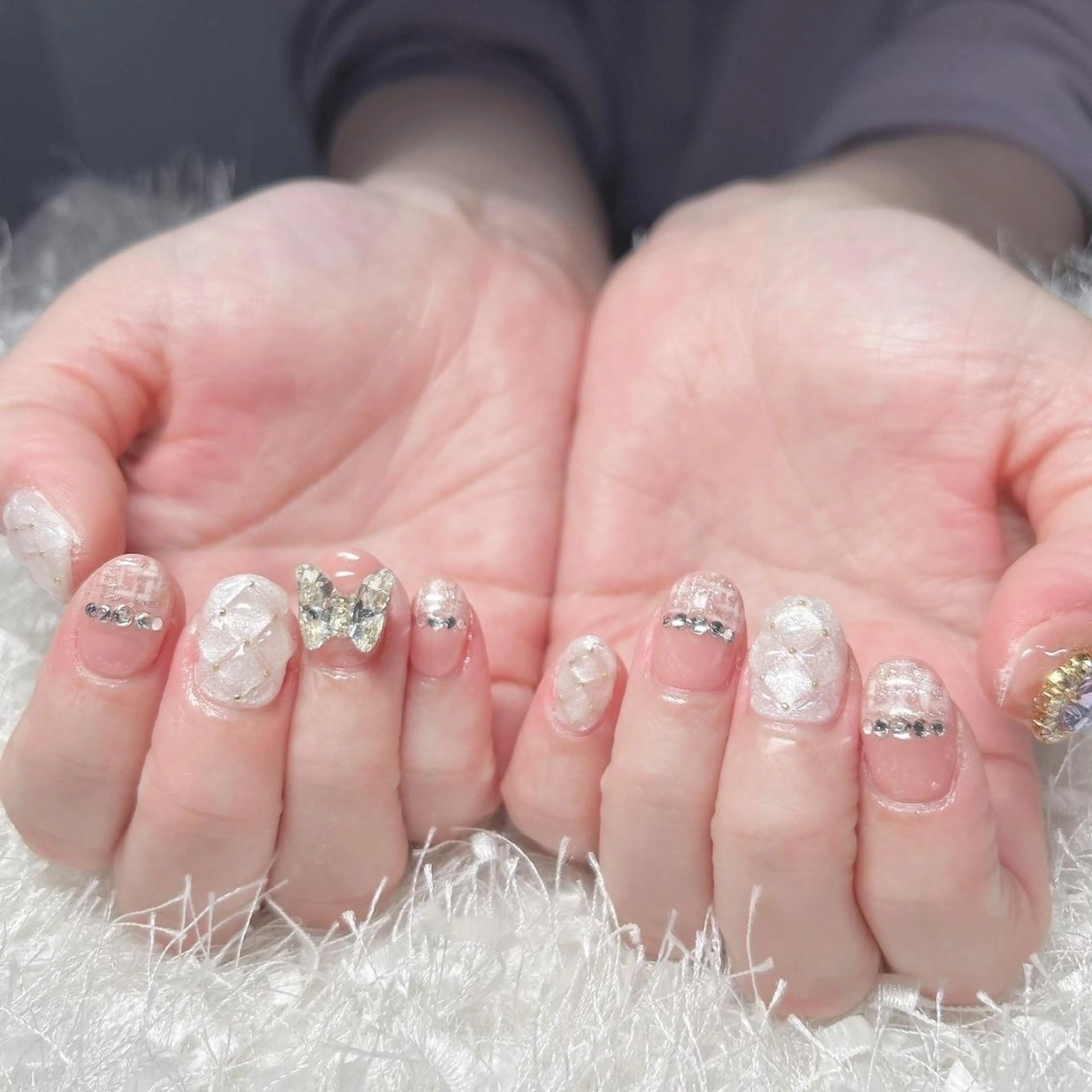 ネイル 長さ出し ジェルネイル グラデーション ハート 韓国ネイル ハンドネイル Nail&eye Belire 新宿のネイルデザイン