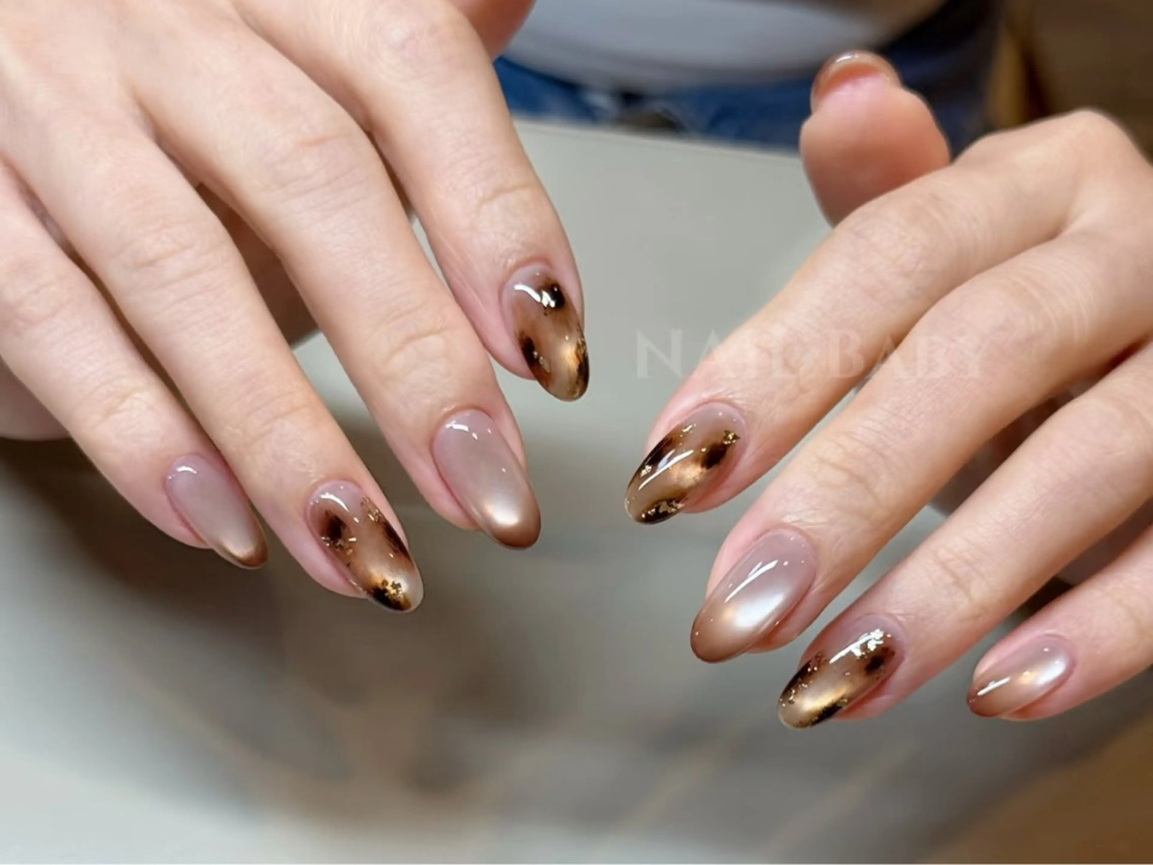 ネイル 桜ネイル ラメ(グリッター) マグネットネイル 持ち込み オフィスネイル Merci Nail Salon所属・Merci ネイルサロンのネイルデザイン