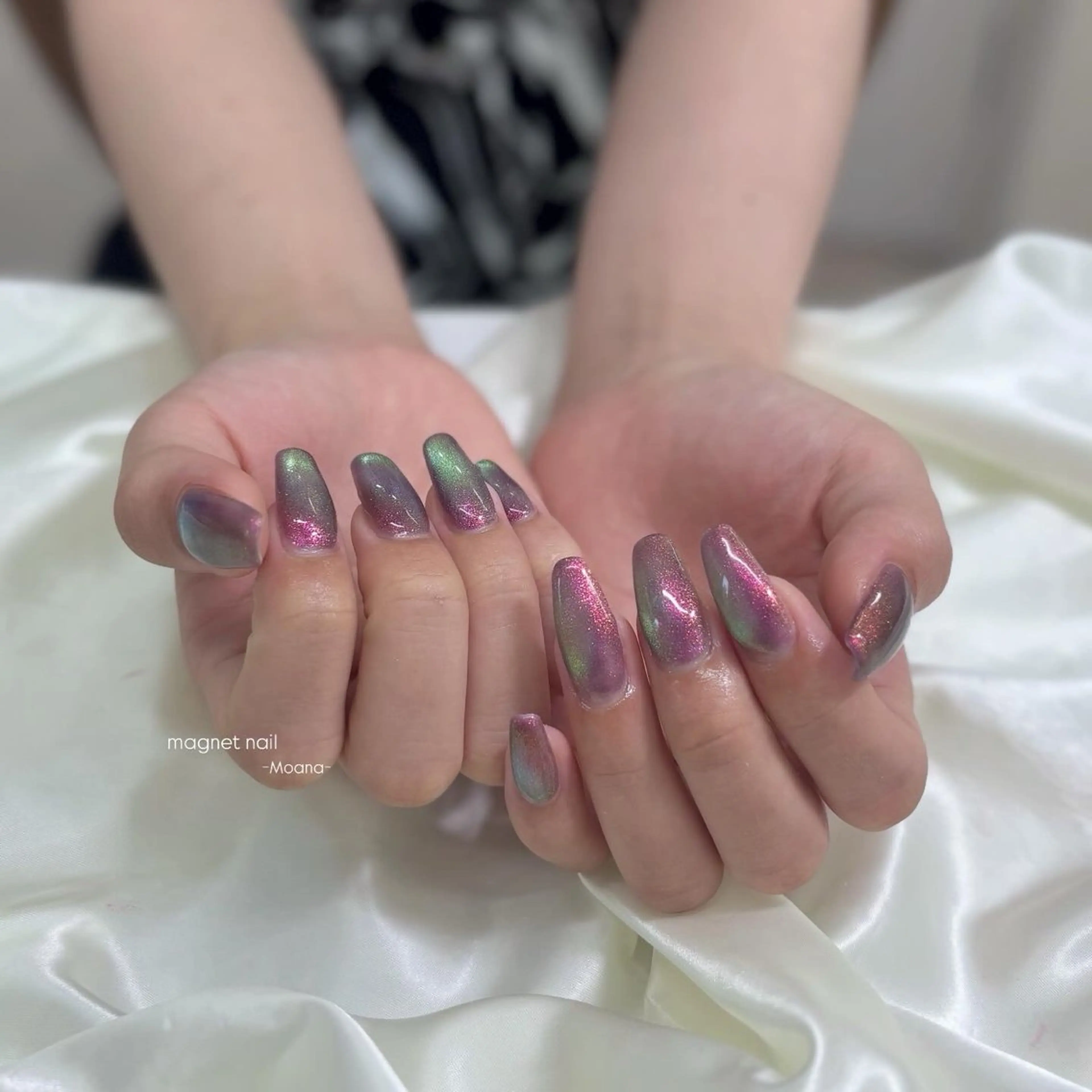 ネイル ロングネイル マグネットネイル スクエアネイル ハンドネイル Moana nail Hiyoriのネイルデザイン