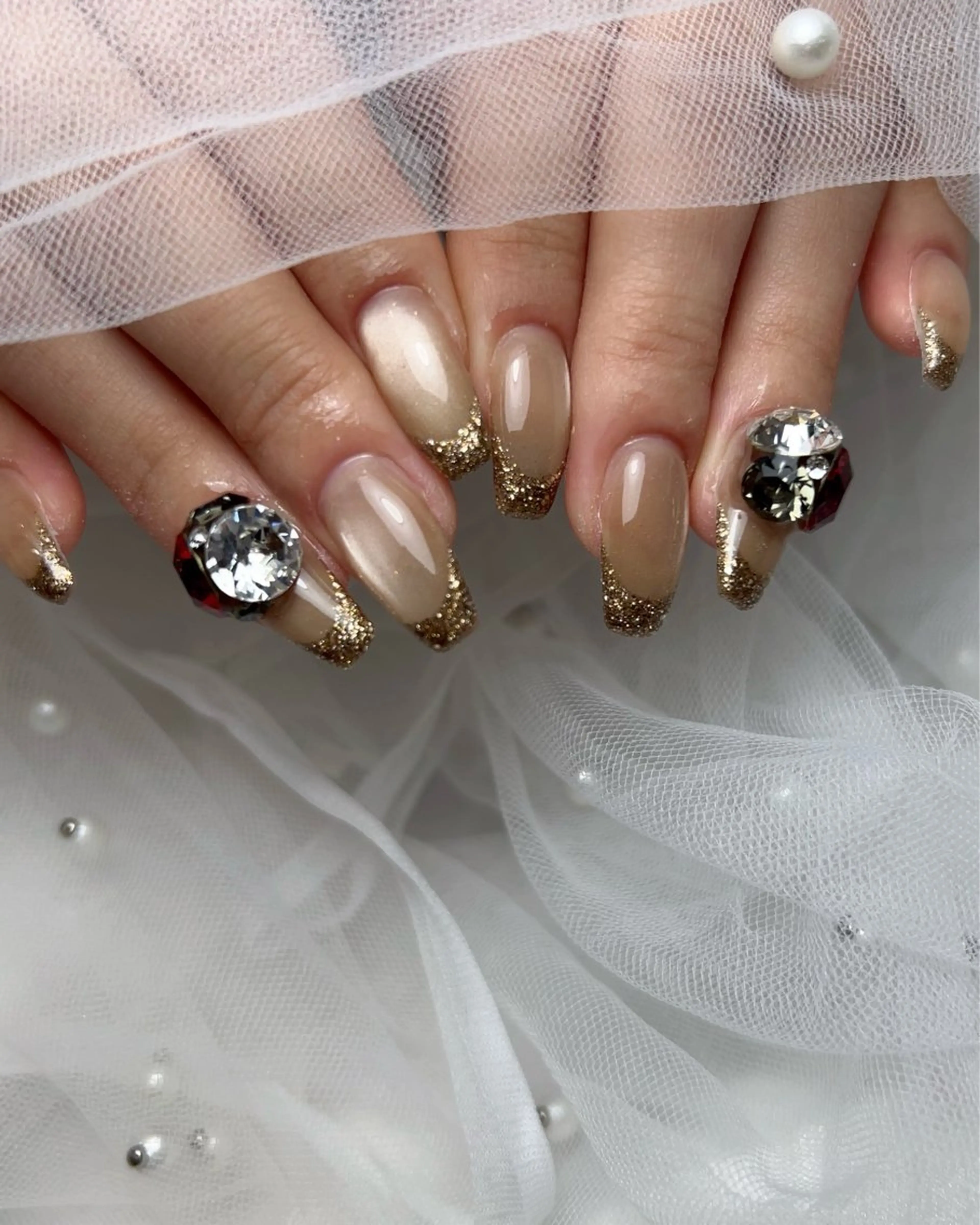 ネイル フレンチネイル ラメ(グリッター) マグネットネイル lua nail＿ルアネイル所属・lua nail ルアネイルのネイルデザイン