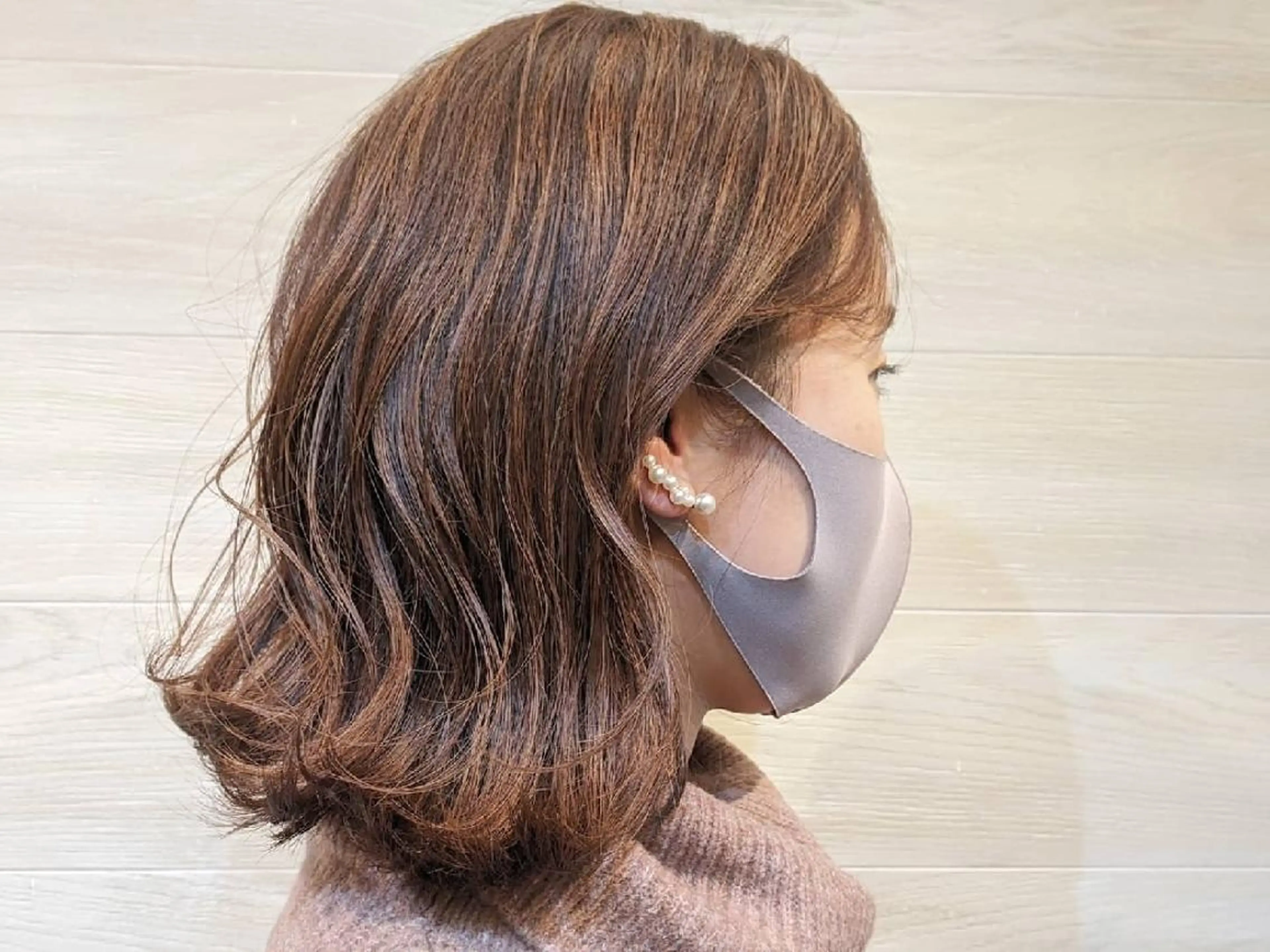 カラー ミディアム パーマ ベージュカラー オレンジ オレンジベージュ オーガニックカラー ボブ 🌷お任せOK🌷✨ N°ilducaえりのヘアスタイル