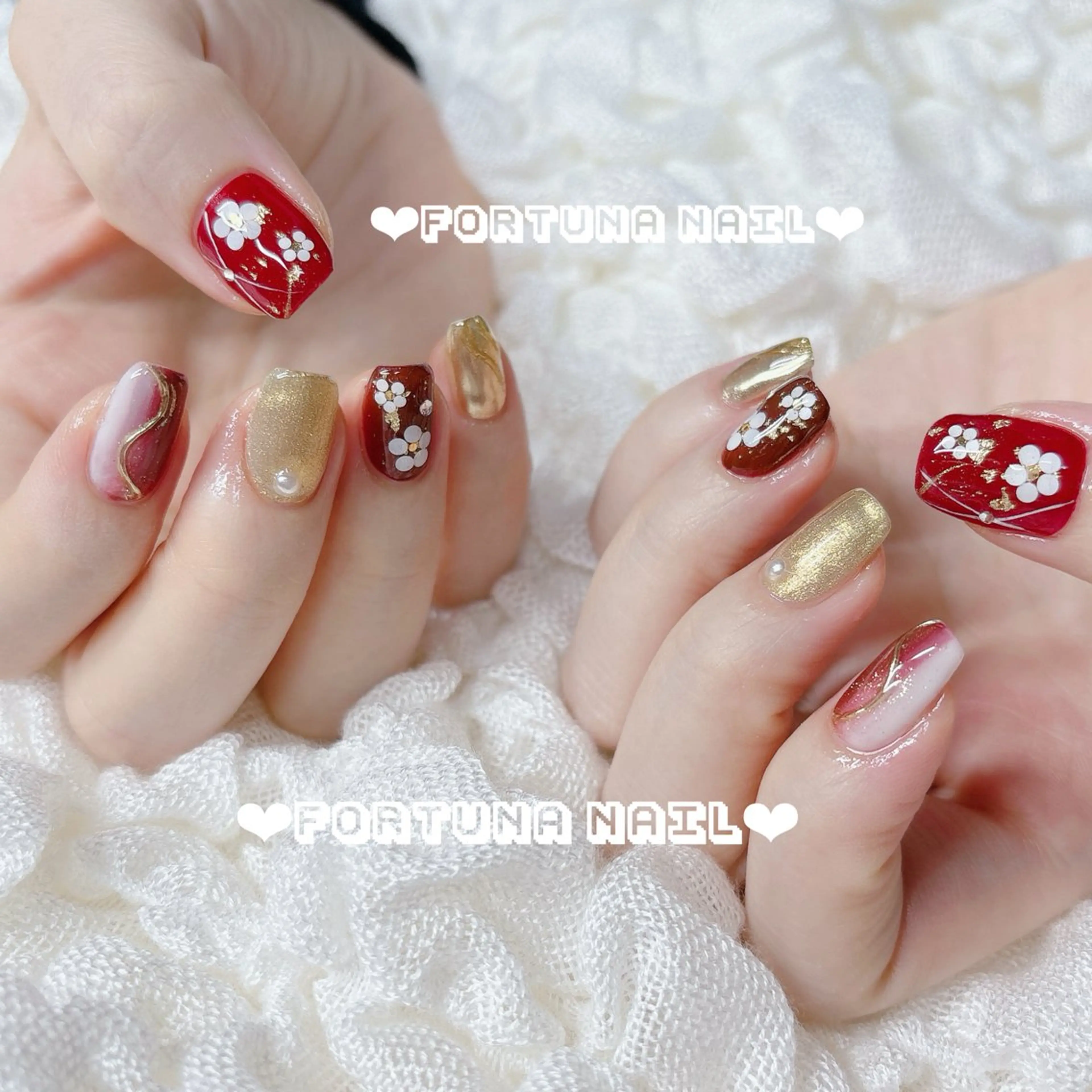 ネイル 成人式 ミラーネイル Nail •Head スパFortunaのネイルデザイン