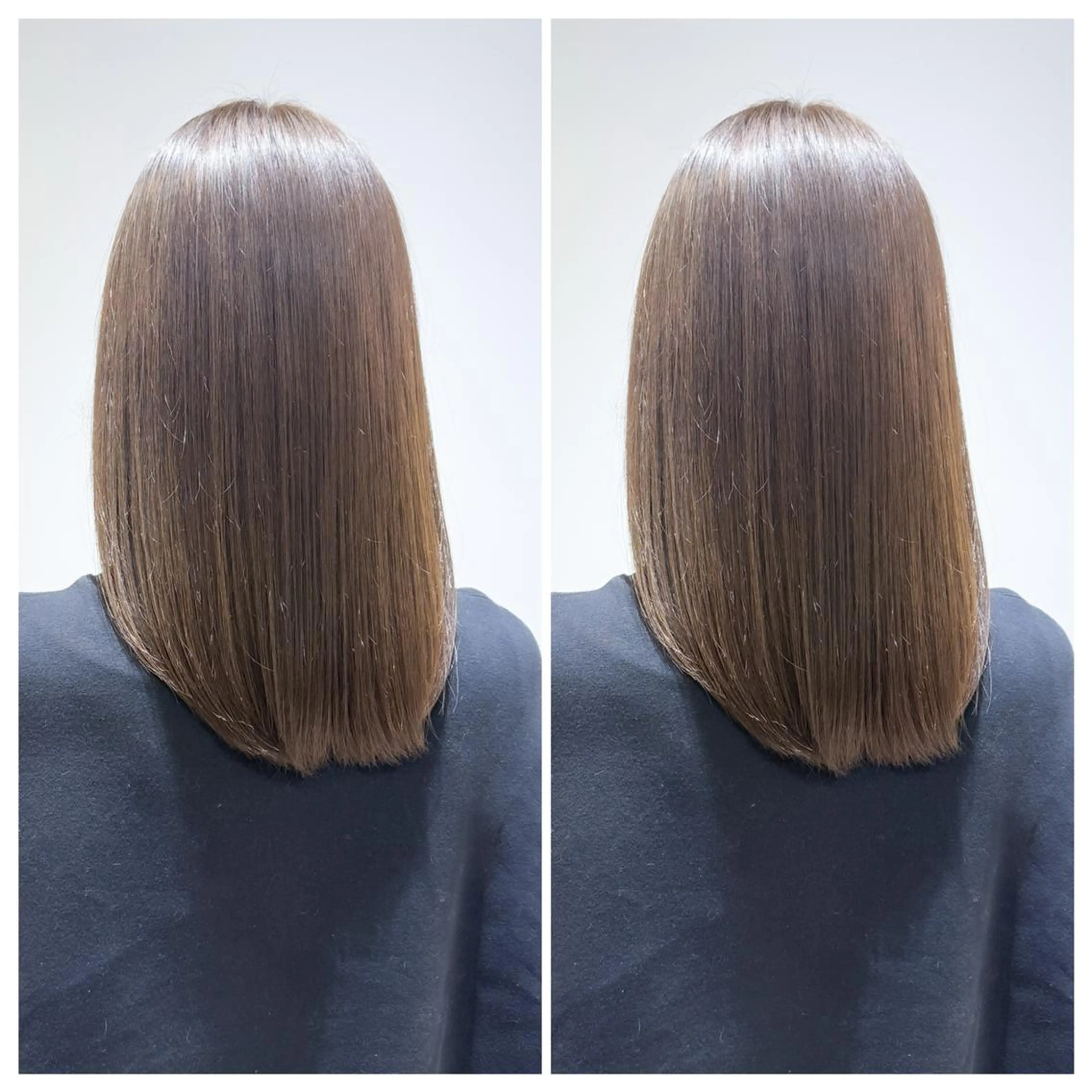 カラー セミロング ベージュカラー ブリーチ ダブルカラー ブリーチなしカラー オリーブベージュ 顔周りレイヤーカット 透明感カラー達冨のヘアスタイル