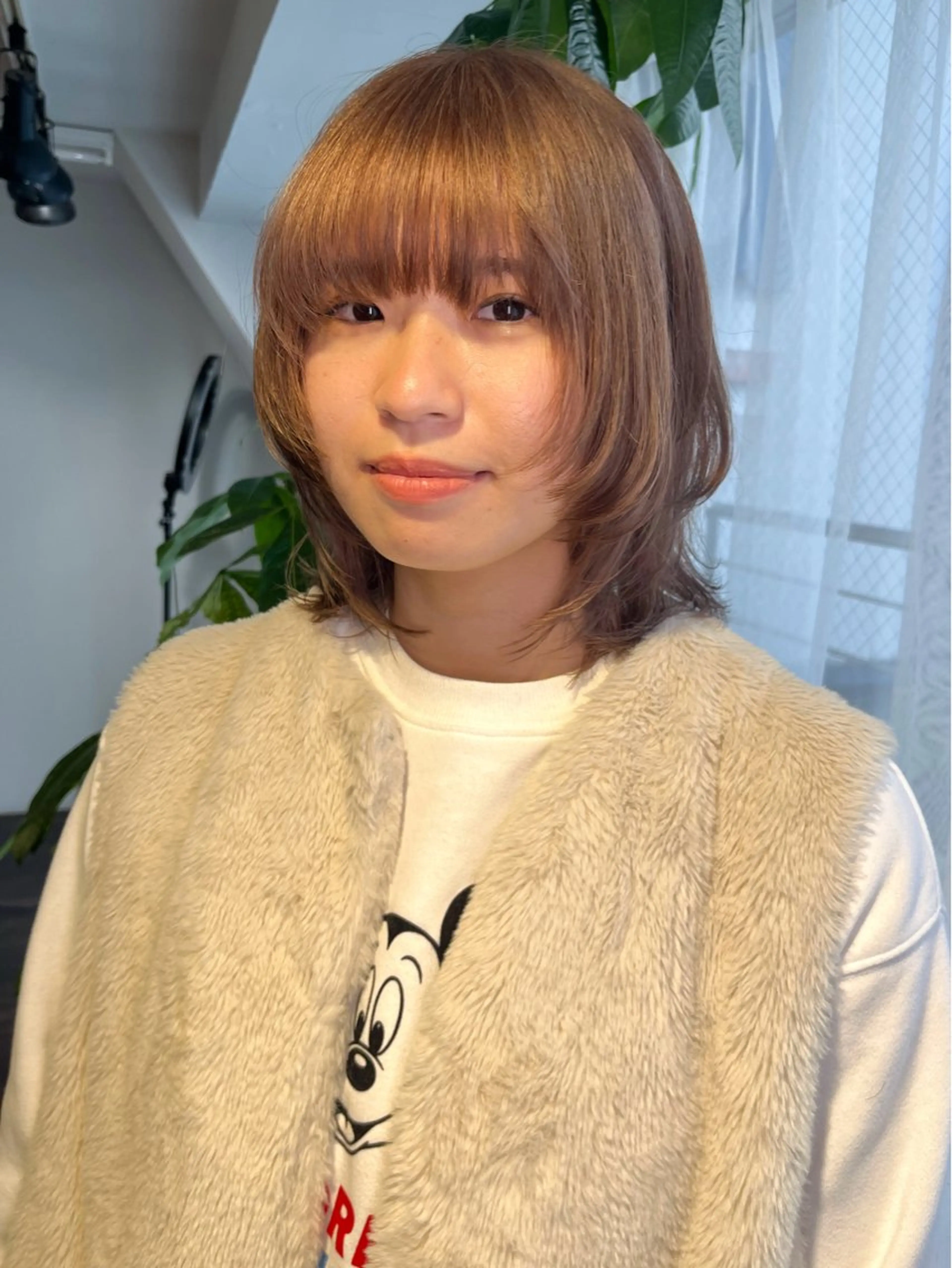 ミディアム カラー ヘアアレンジ ベージュカラー ボルドーカラー 韓国風カラー オリーブベージュ 顔周りカット 🌼memoto 東三国店🌼のマツエク・マツパデザイン