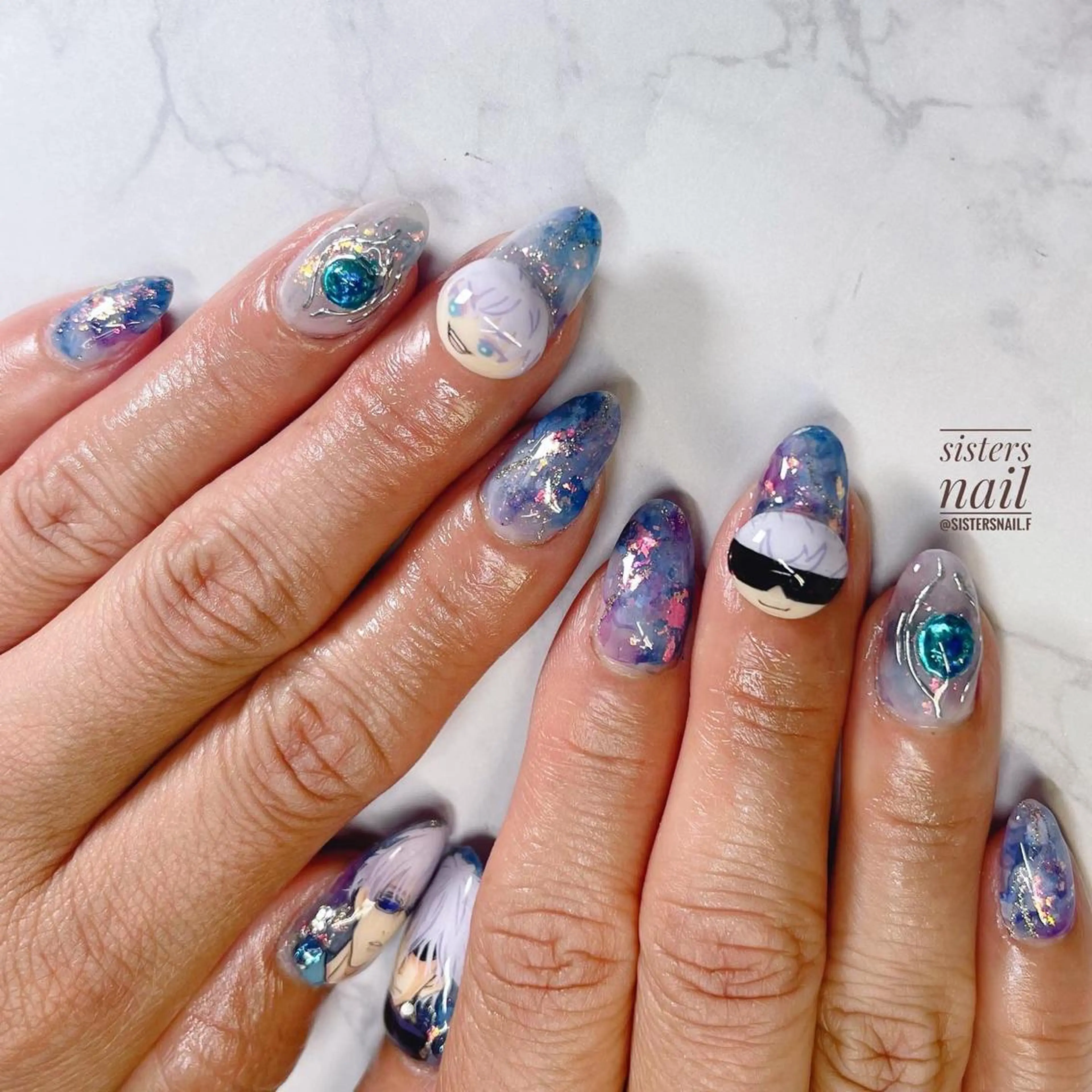 ネイル アートネイル キラキラネイル 夏ネイル sisters nail.fのネイルデザイン