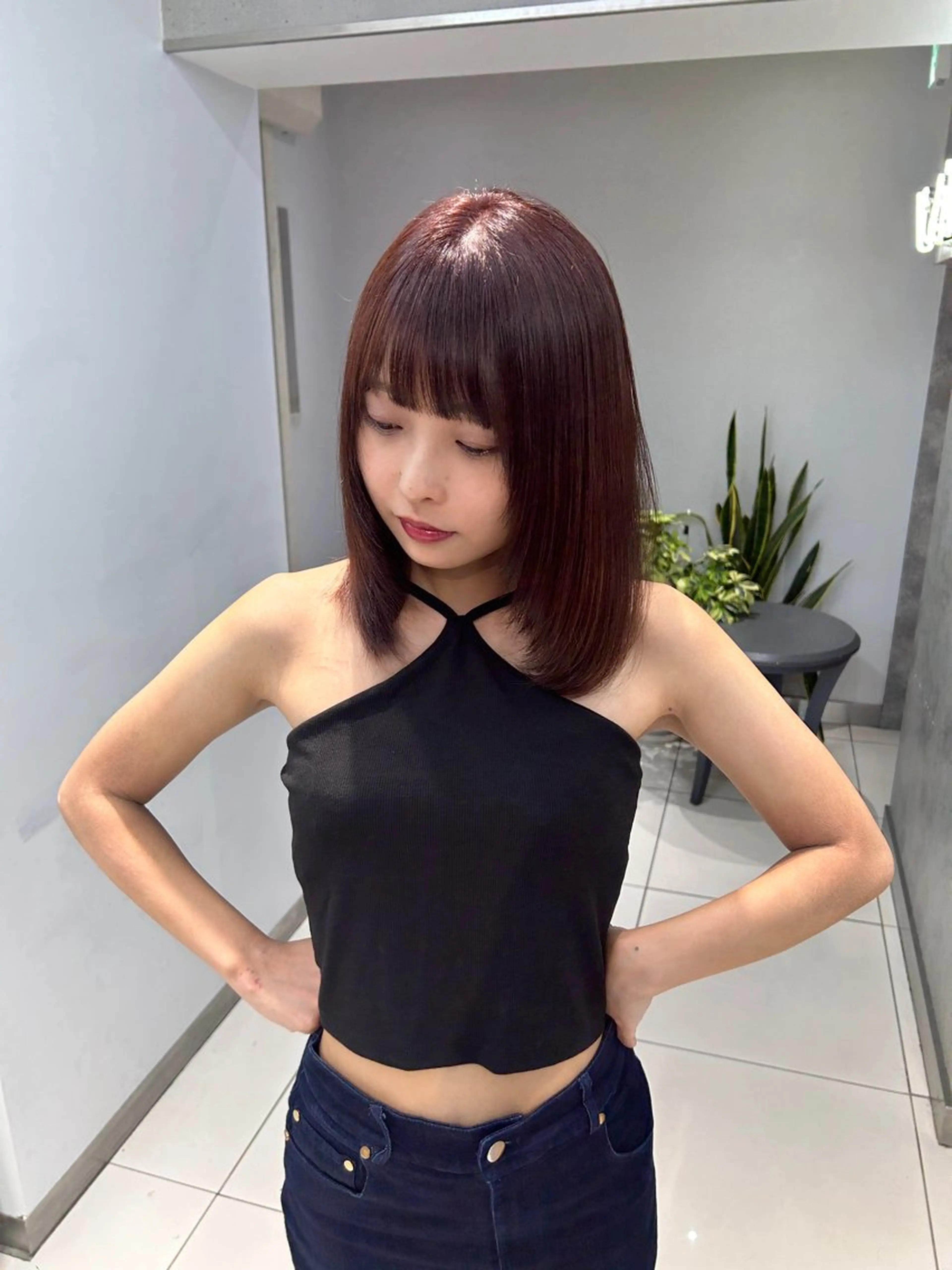 ミディアム レイヤー×ツヤカラー 渋谷/kougaのヘアスタイル