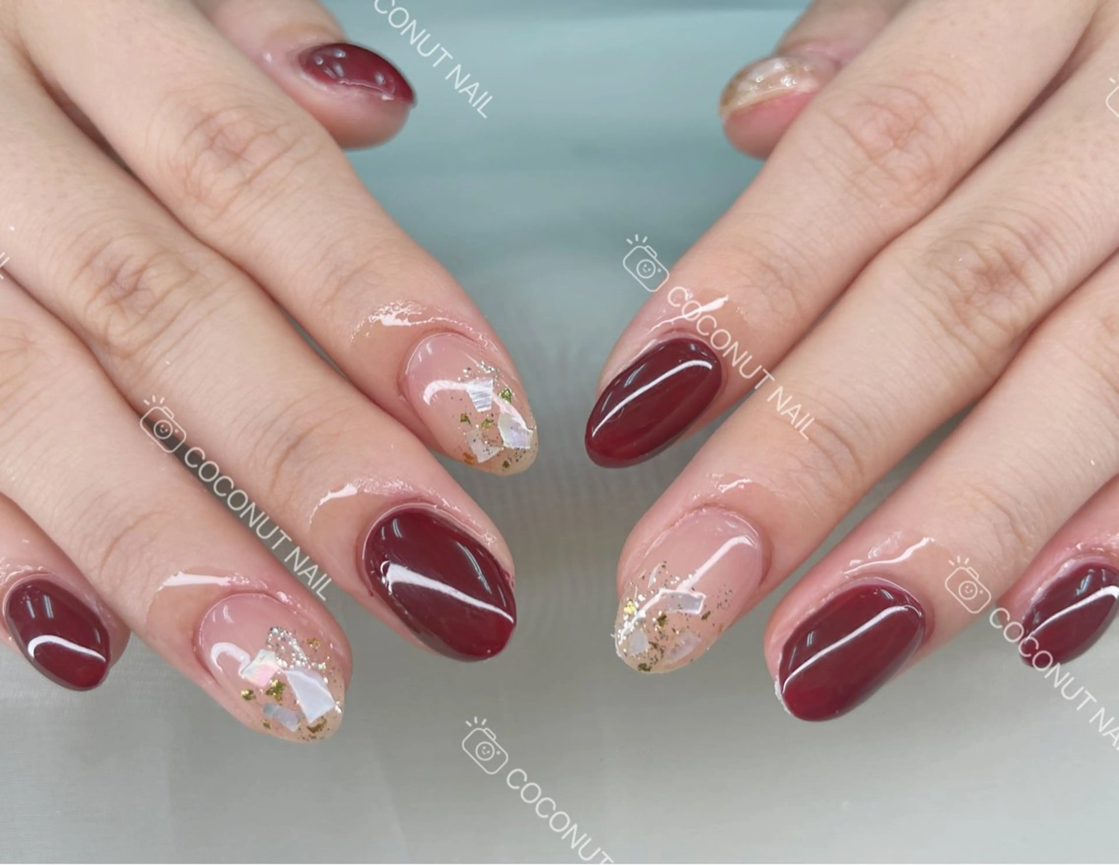 ネイル べっ甲ネイル フレンチネイル キラキラネイル マグネットネイル 大理石ネイル(マーブル) ハンドネイル 神田 ココナッツのネイルデザイン