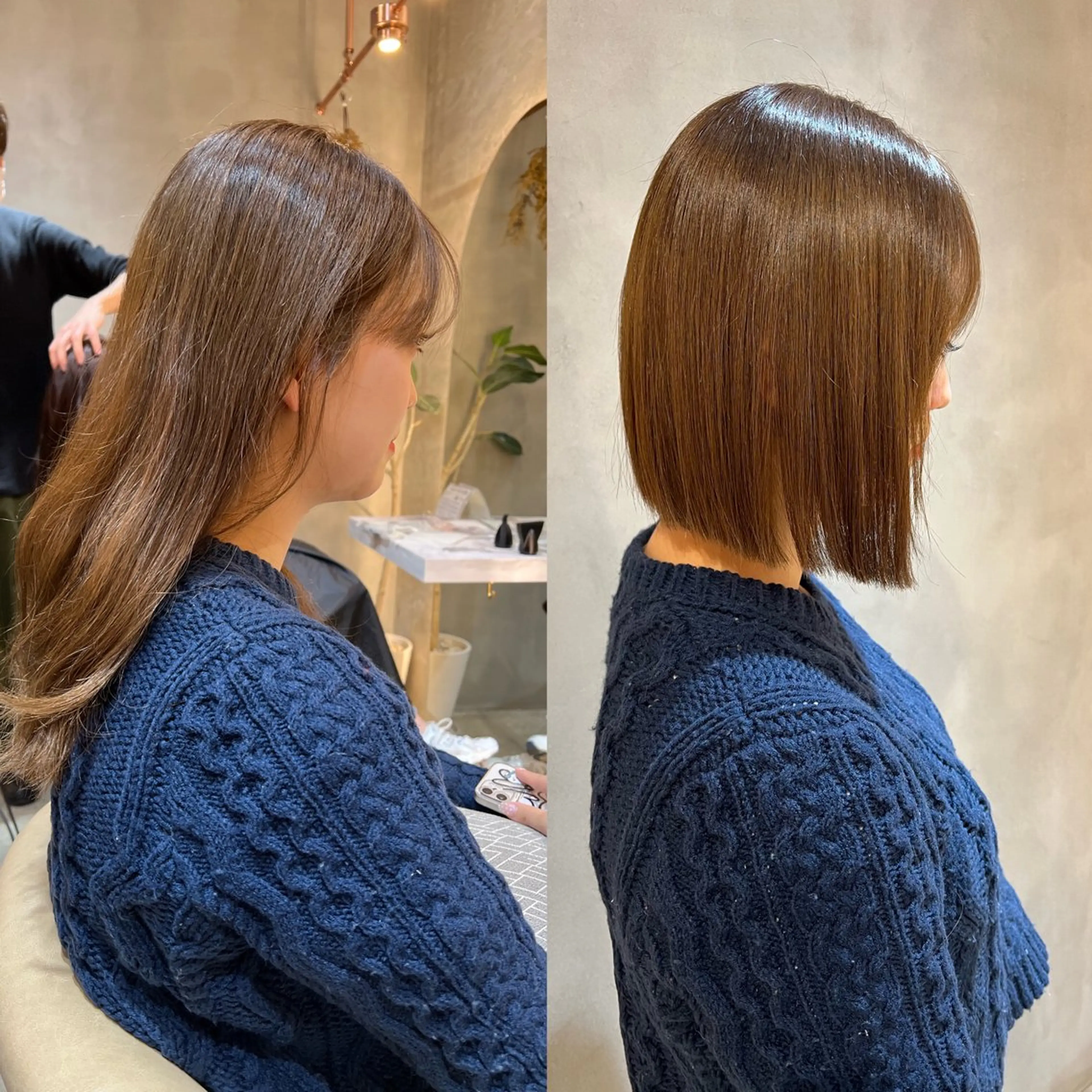 ショート カラー ボブ/巻ける縮毛矯正 /韓国レイヤーはなのヘアスタイル