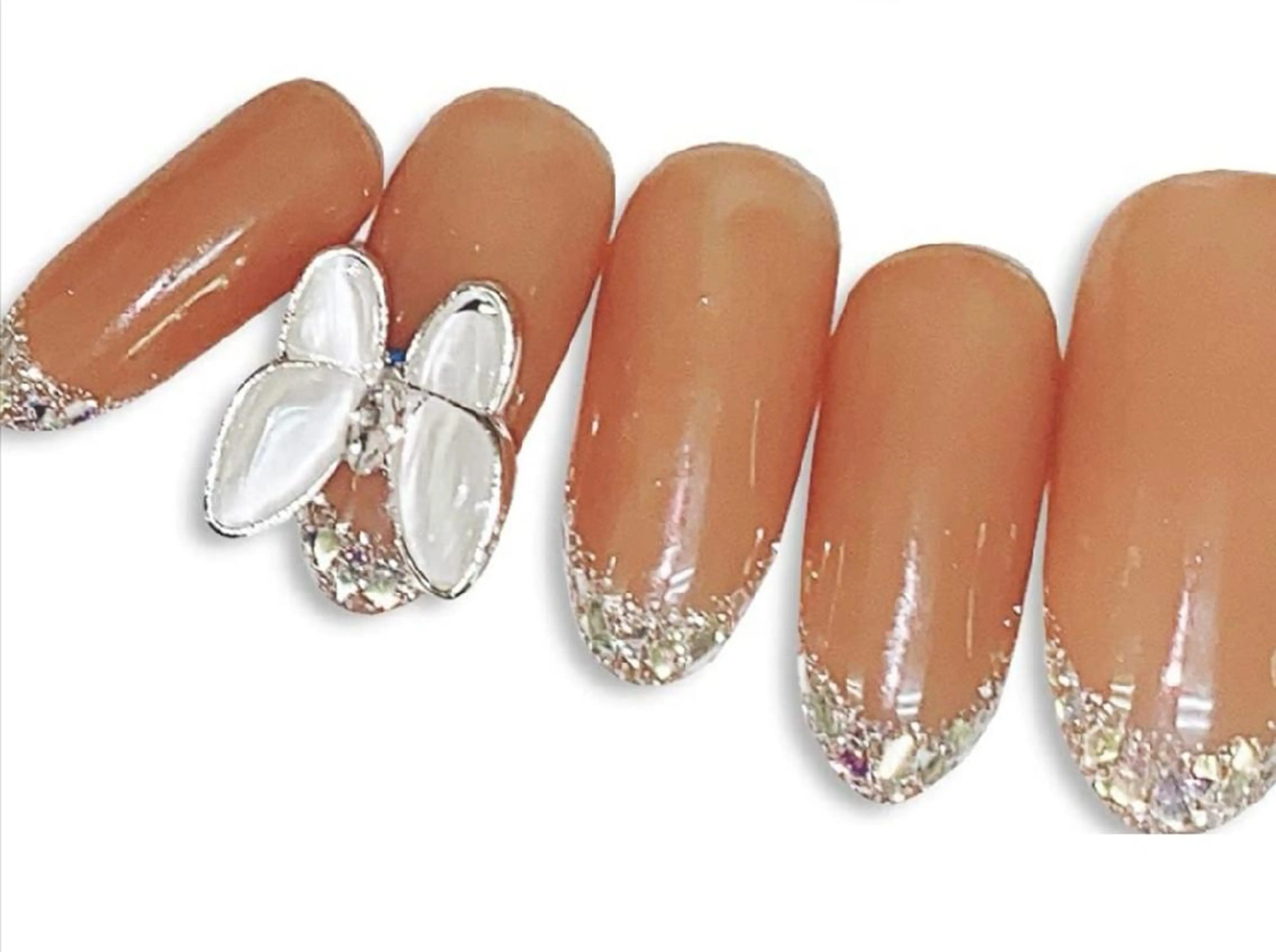 セミロング ネイル フレンチネイル ガラスフレンチ ネイリストゆか💅 長さだし、深爪矯正のネイルデザイン