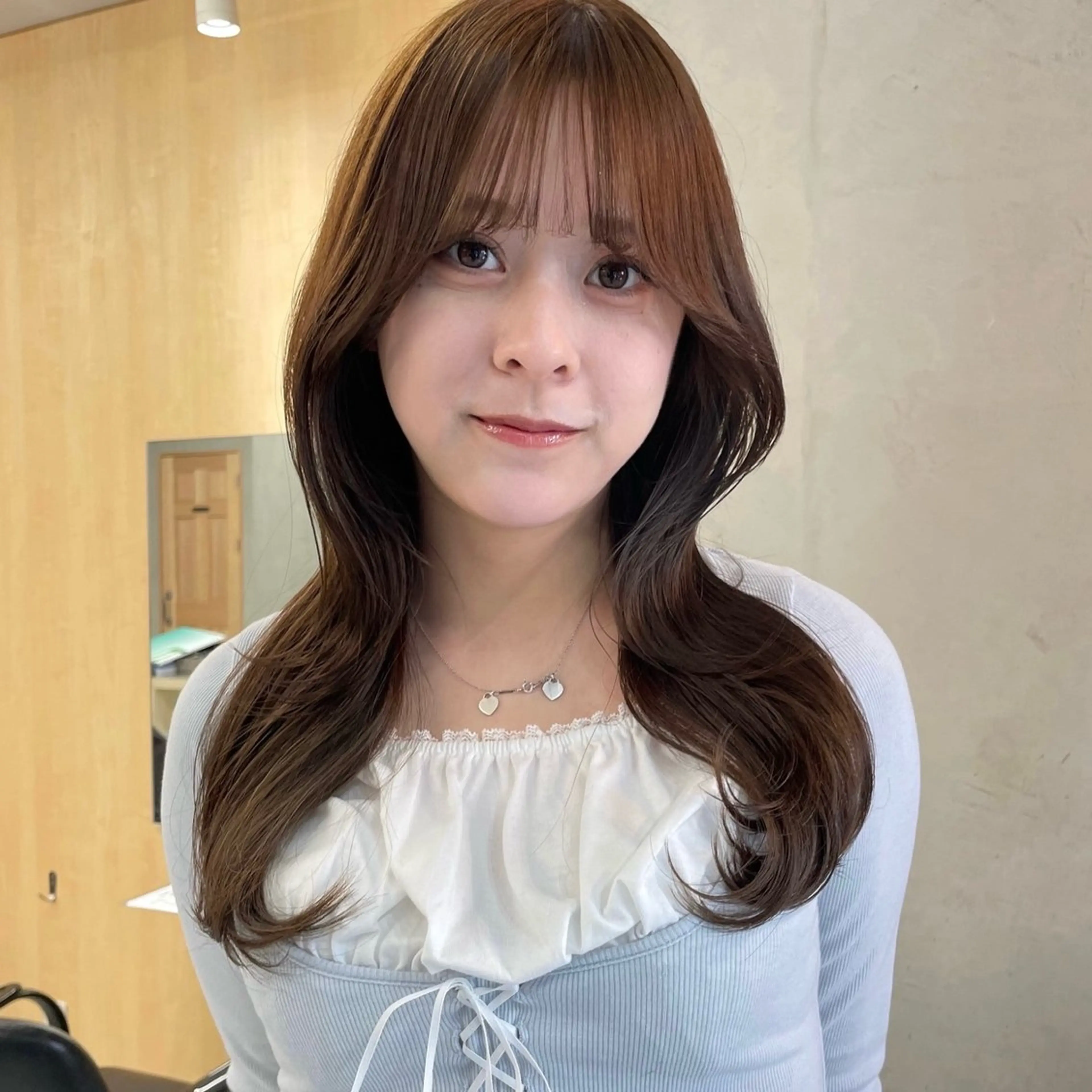 セミロング カット ヘアカラー 韓国レイヤー/暖色 カラー/KOTONEのヘアスタイル