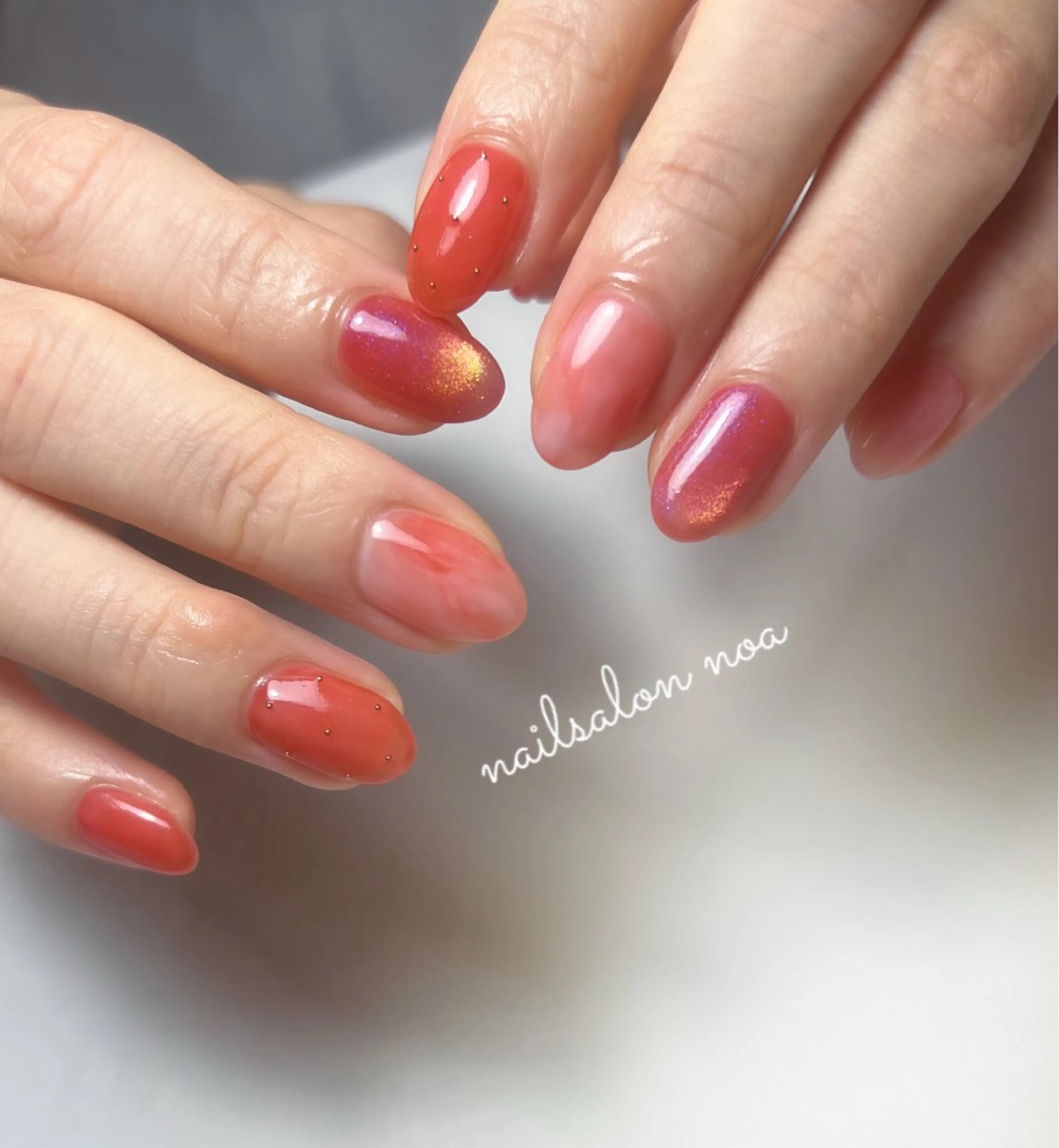 ネイル ジェルネイル マグネットネイル ニュアンスネイル パラジェル 夏ネイル ハンドネイル nailsalon noa所属・nailist sakiのネイルデザイン