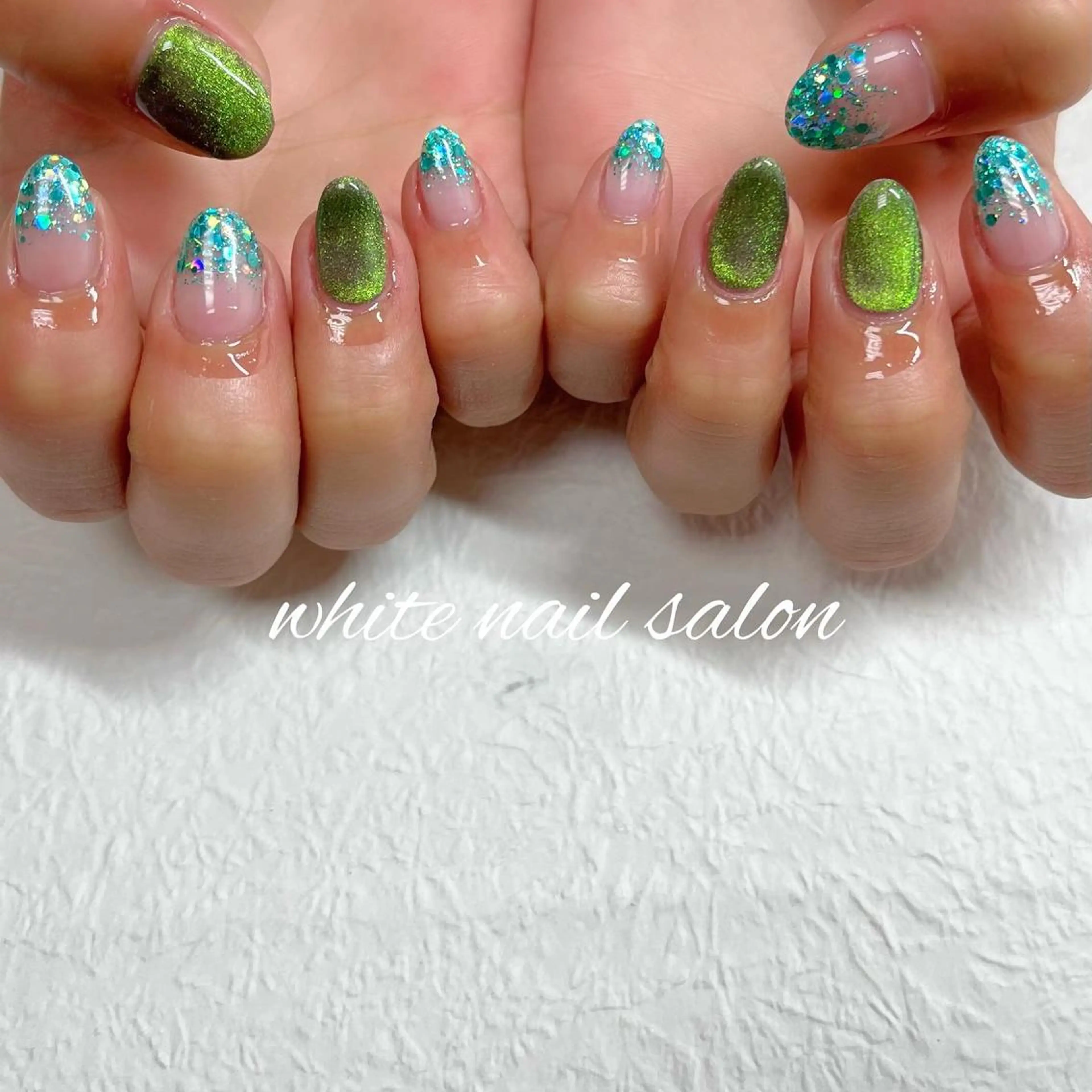 ネイル フットネイル ジェルネイル ハードジェル ラメ(グリッター) 持ち込み ハンドネイル white nail salonのネイルデザイン