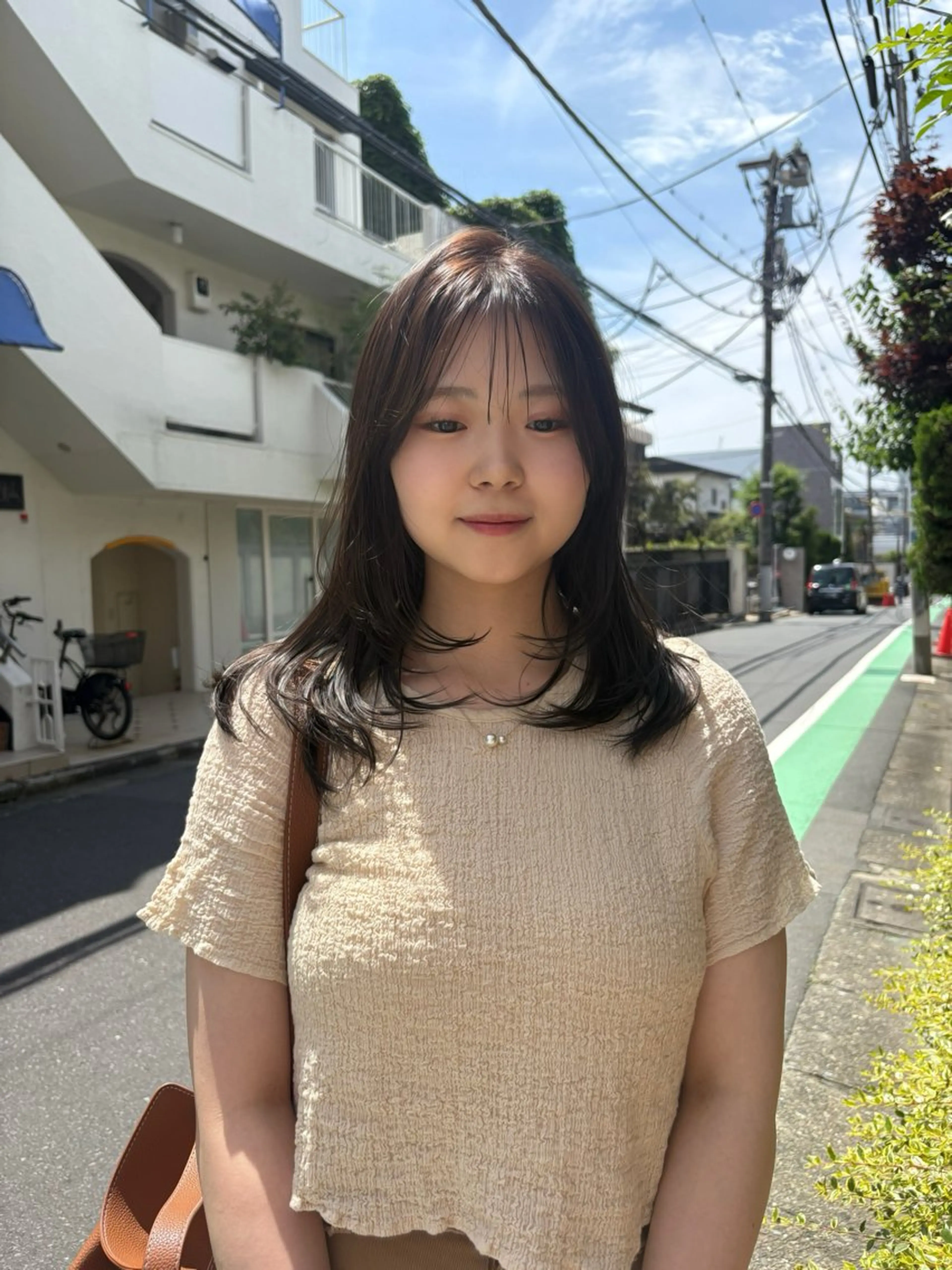 ミディアム カラー パーマ ヘアカラー トリートメント レイヤー/透明感/ ブリーチなし/わかなのヘアスタイル