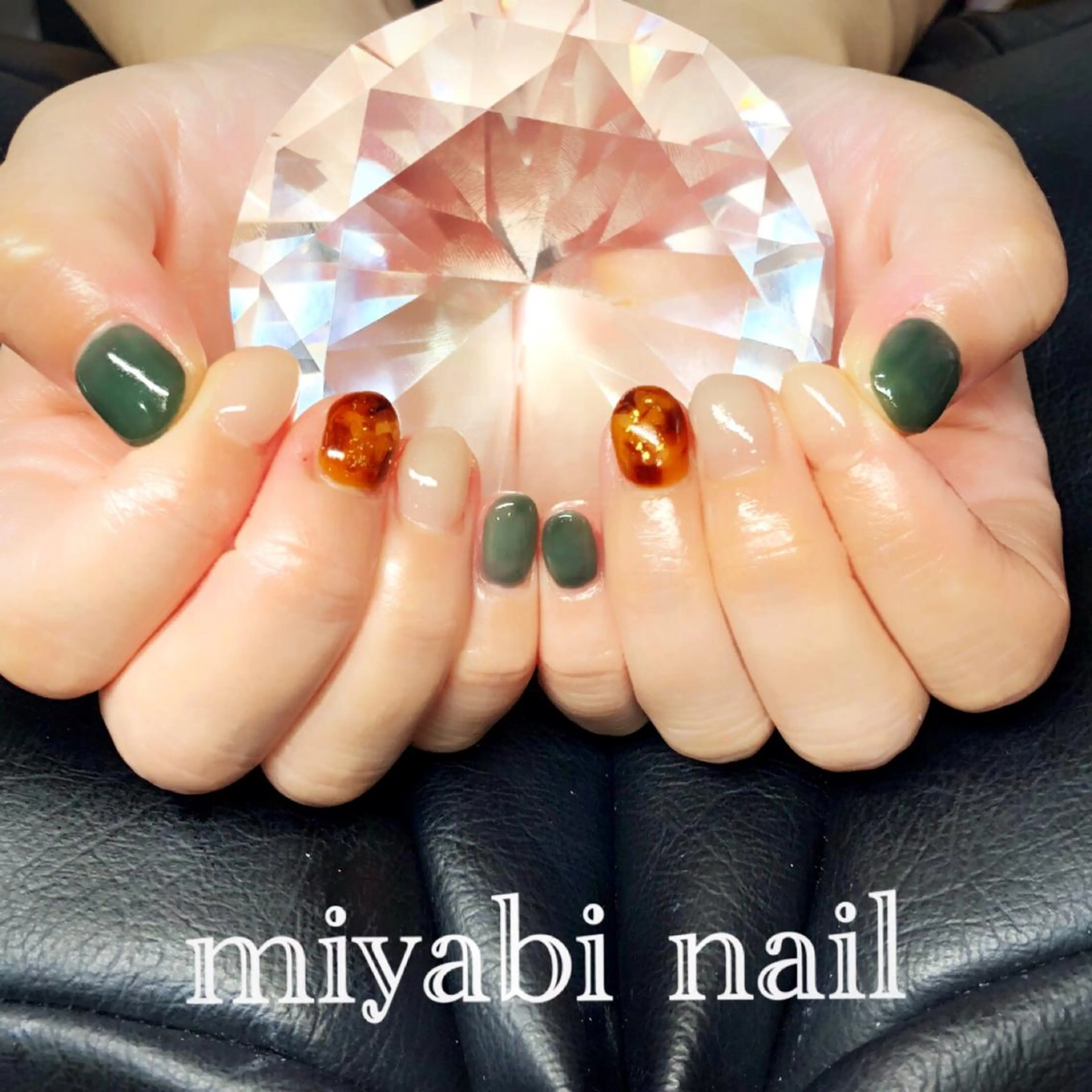 ネイル アートネイル べっ甲ネイル 持ち込み ショートネイル ハンドネイル miyabi nail 桂川駅近くのネイルデザイン